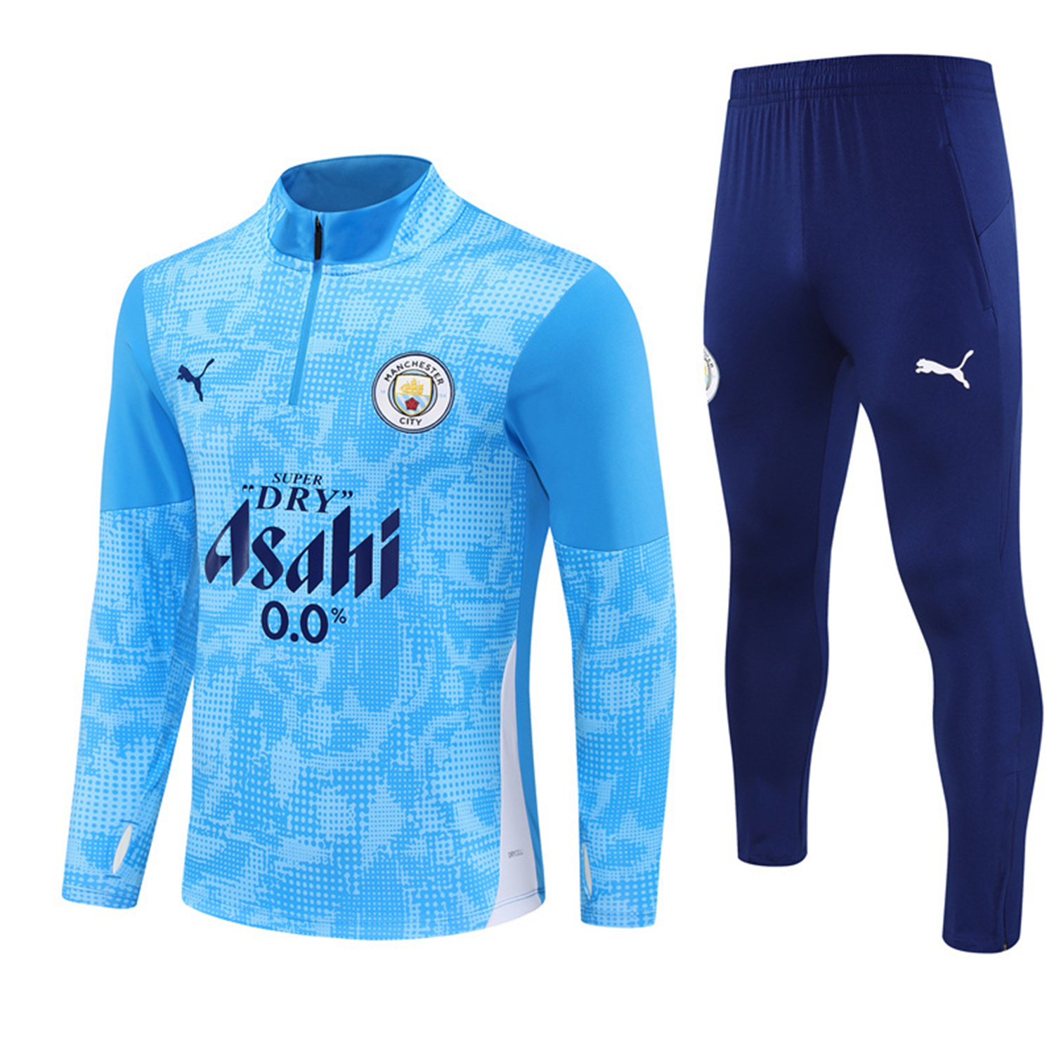 AlphaJersey-Manchester City 25-26 Long Sleeve Training Set -Light Blue Top & Deep Blue Pants