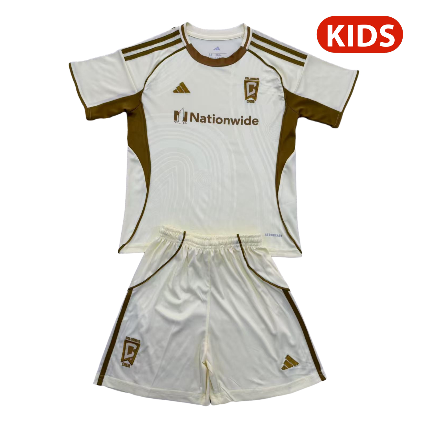 AlphaJersey-Columbus Crew 25-26 Light Yellow Pre-Match Training Kids Kit