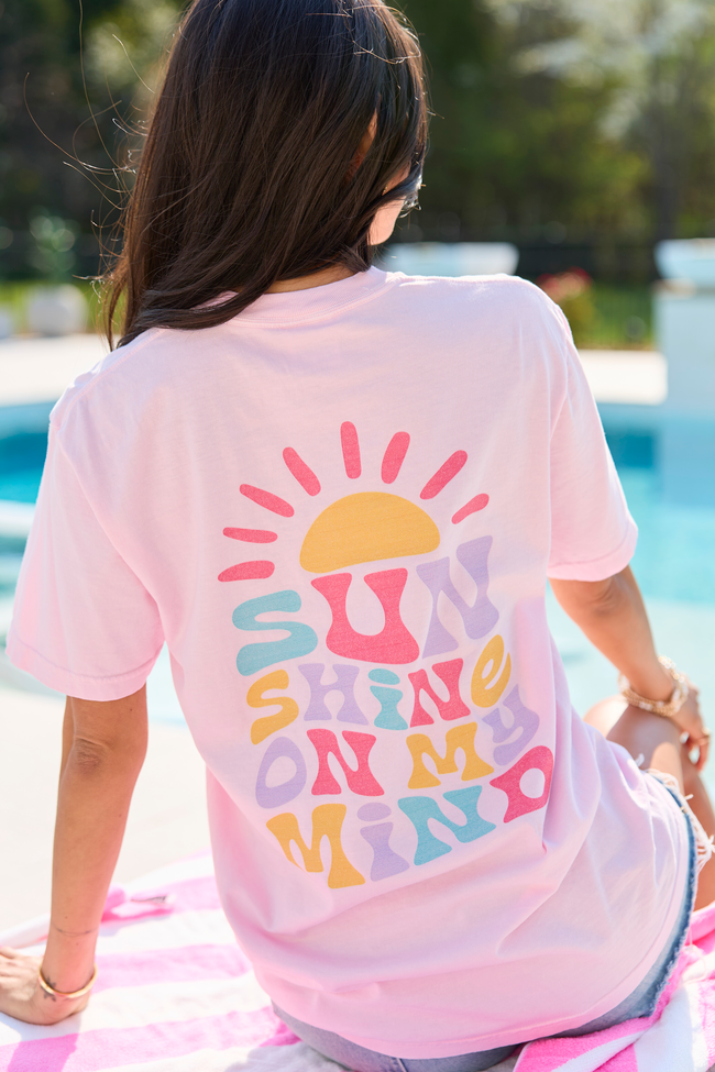 Sunshine On My Mind Light Pink Graphic Tee DOORBUSTER | Elegant Women's Fashion by coolavocek
