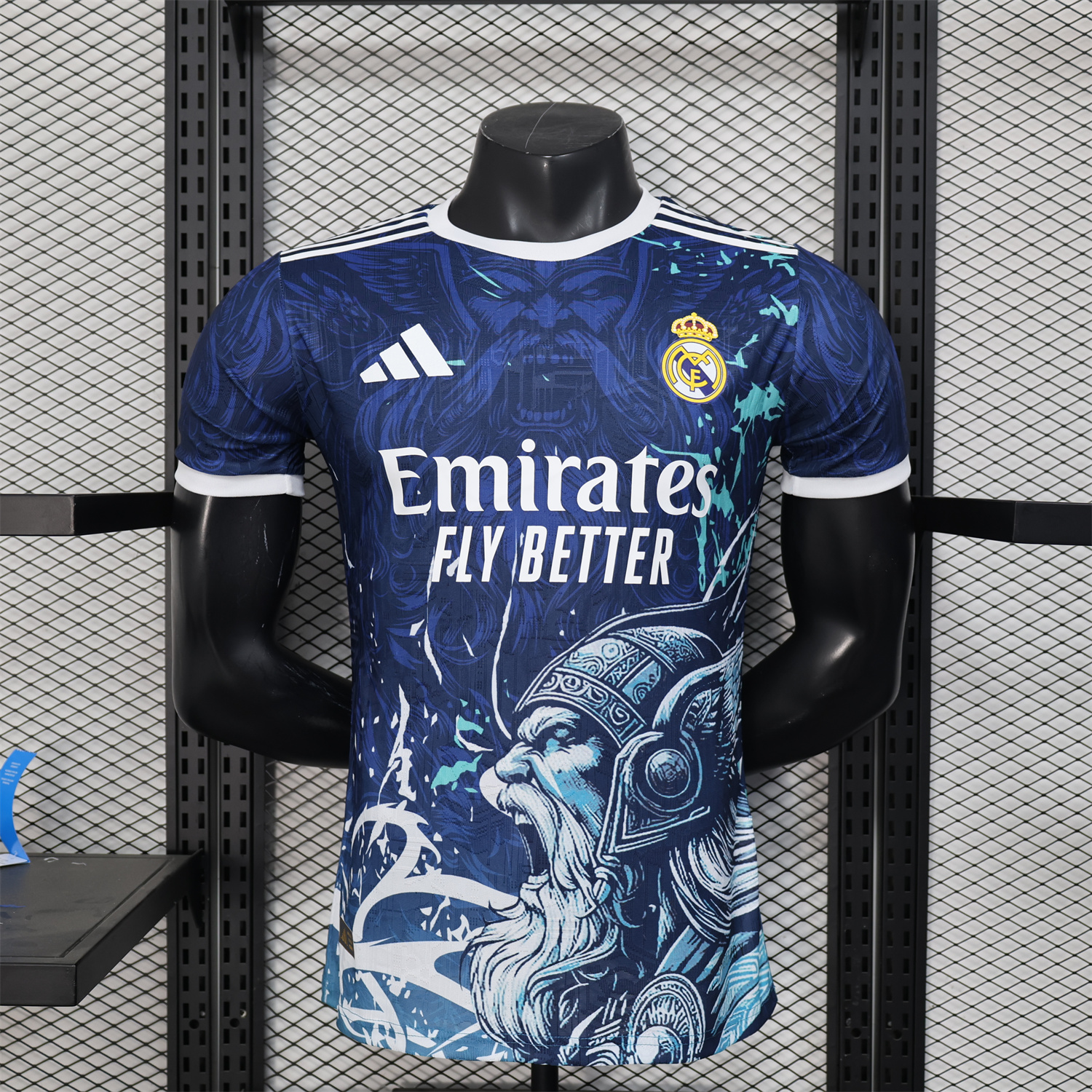 AlphaJersey-Real Madrid 25-26 Blue Jersey with White Viking Roar Comics - Player Version