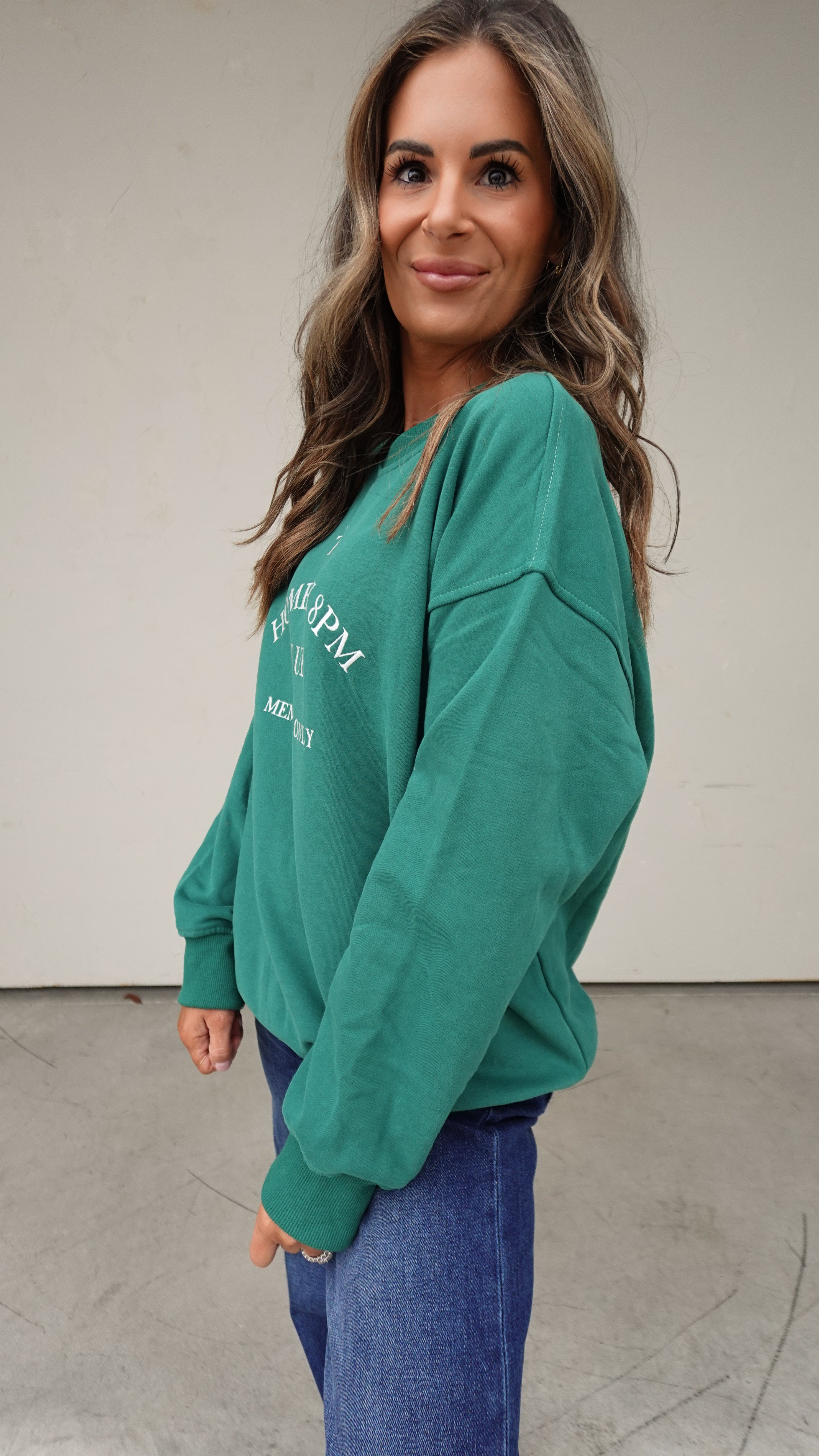 Green Embroidered Homebody Crewneck | Elegant Women's Fashion by coolavocek