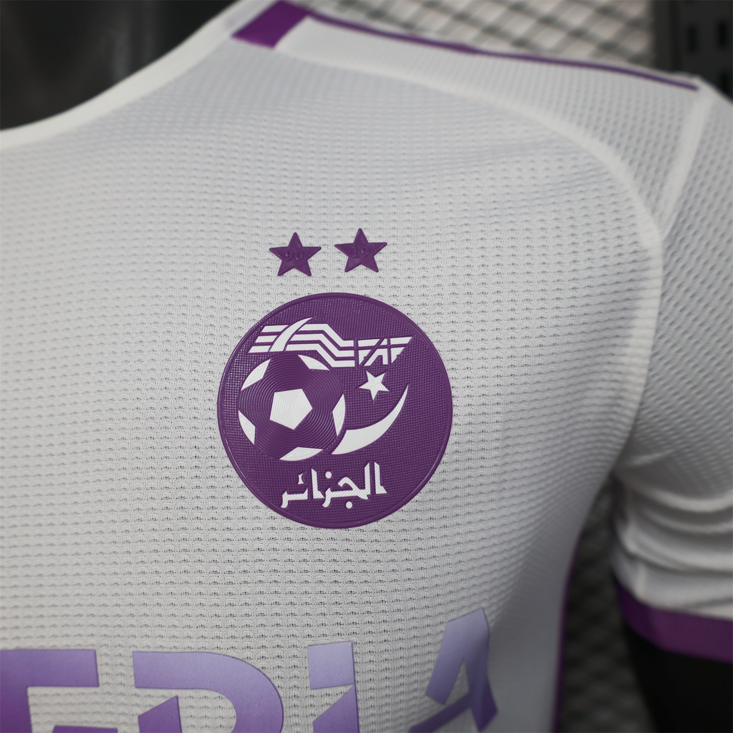 AlphaJersey-Algeria 25-26 White Purple Gradient with Hexagonal Pattern Jersey - Player Version