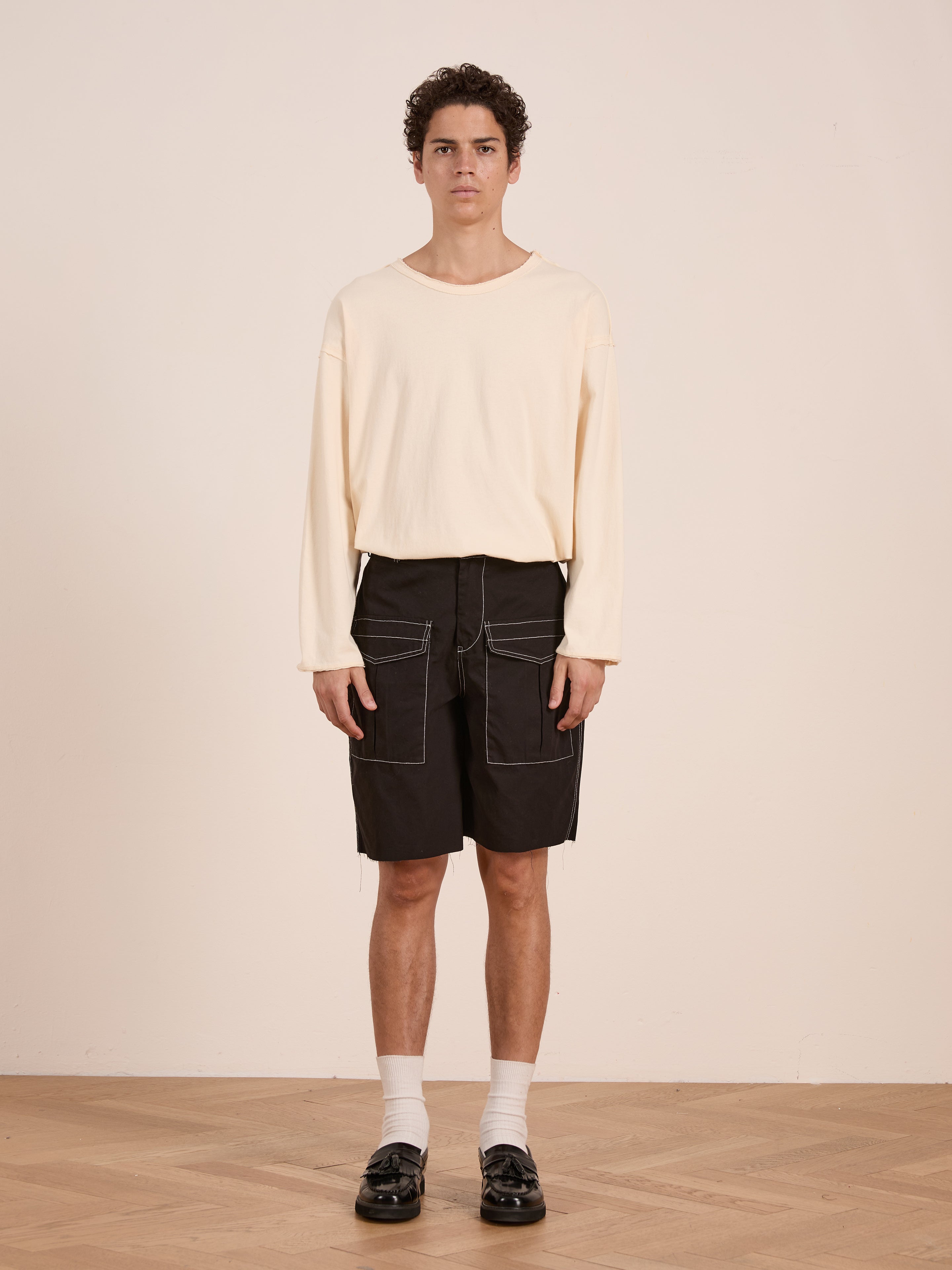 Lucca Black Contrast Pocket Trouser Shorts | Modern Menswear by yycbvcnbmmnbm