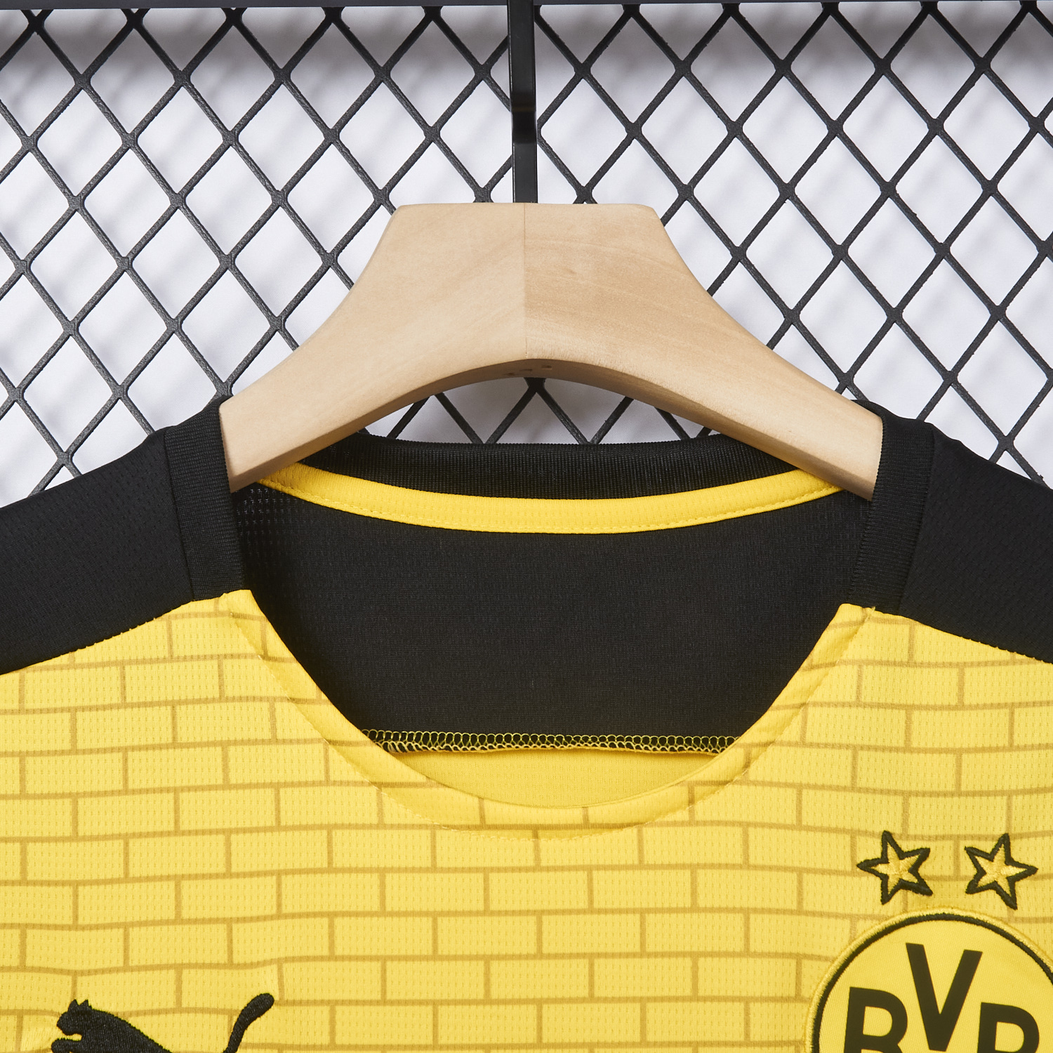 AlphaJersey-Dortmund 25-26 Pre-Match Training Yellow Brickwork Pattern Jersey - Fans Version