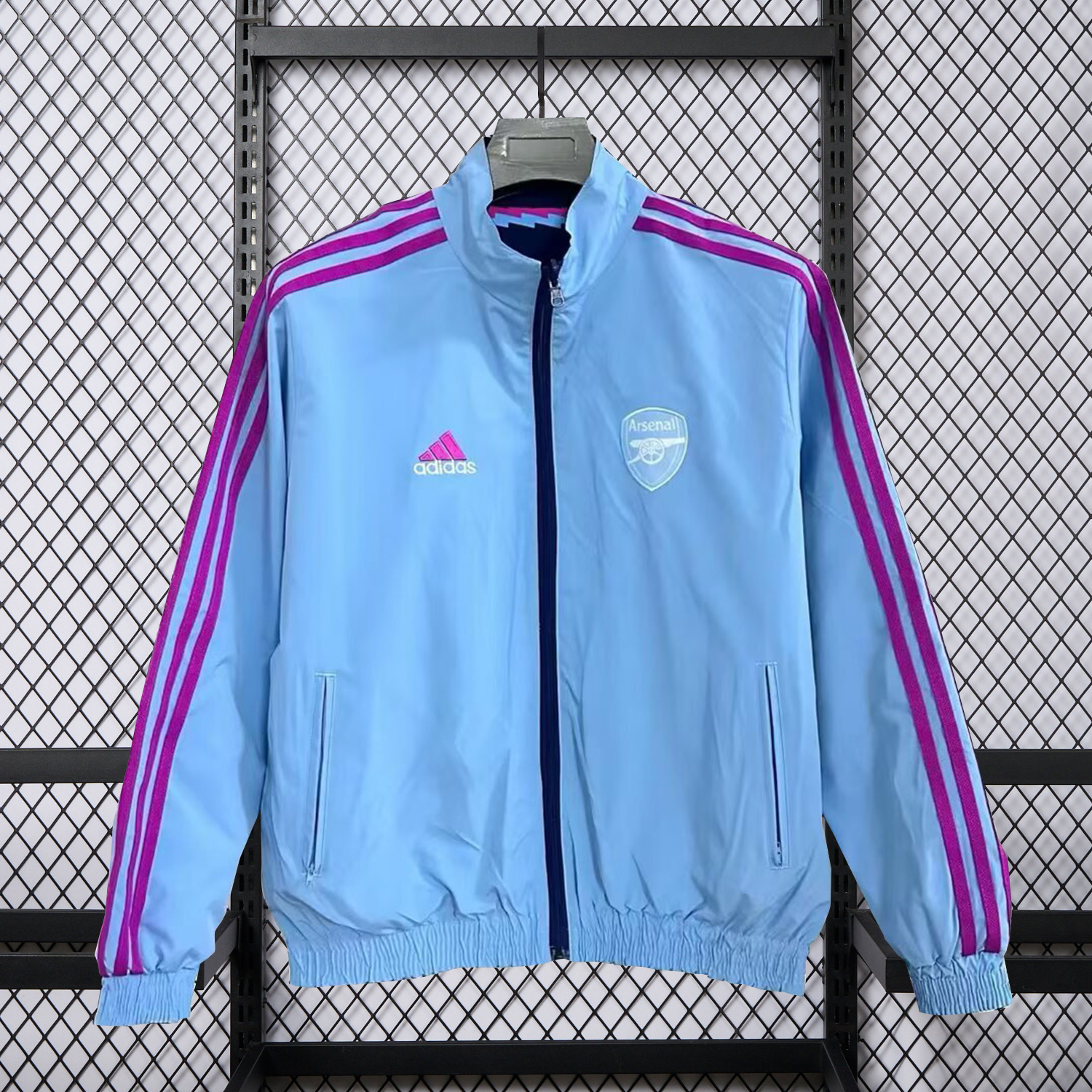 AlphaJersey-Arsenal 25-26 Double Sided Reversible Windbreaker - Deep Blue & Light Blue