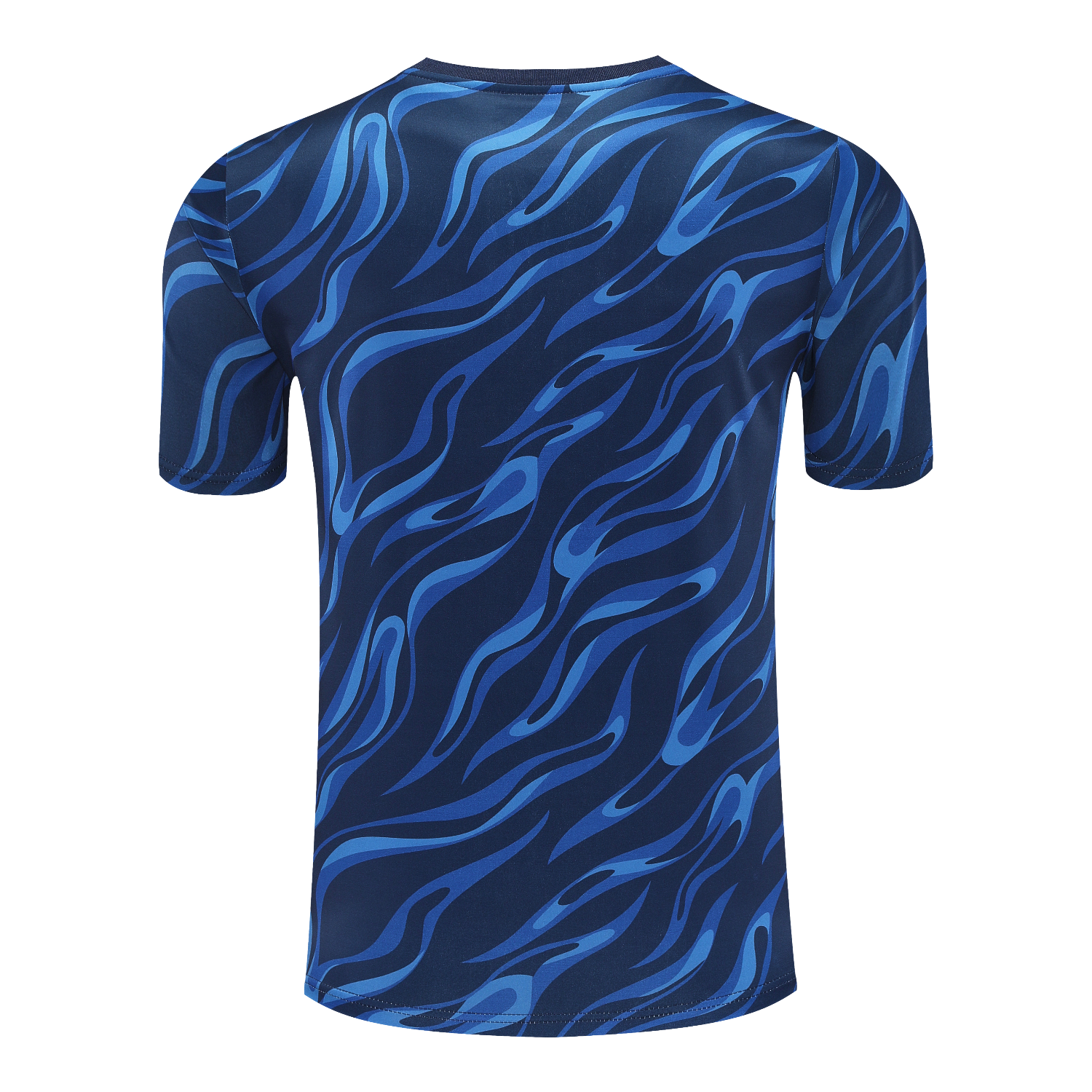 AlphaJersey-Real Madrid 25-26 Short-Sleeve Training Set - Blue Water Pattern Top & Deep Blue Shorts
