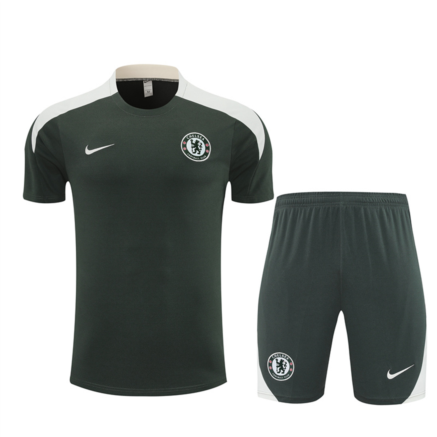 AlphaJersey-C.H.E.L.S.E.A 25-26 Short-Sleeve Training Set - Army Green Top & Army Green Shorts