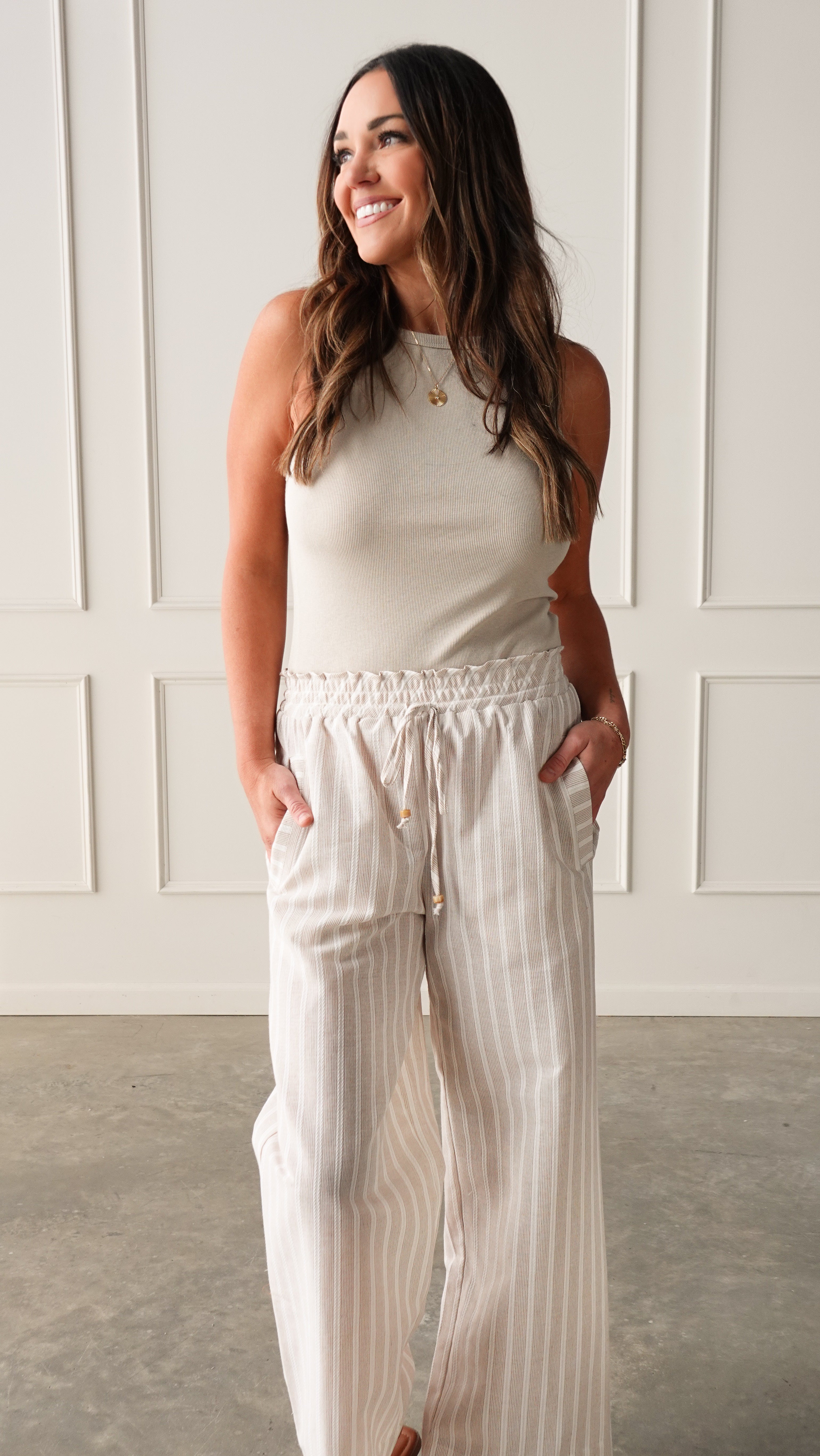 Stone High-Neck Ribbed Tank | Elegant Women's Fashion by coolavocek