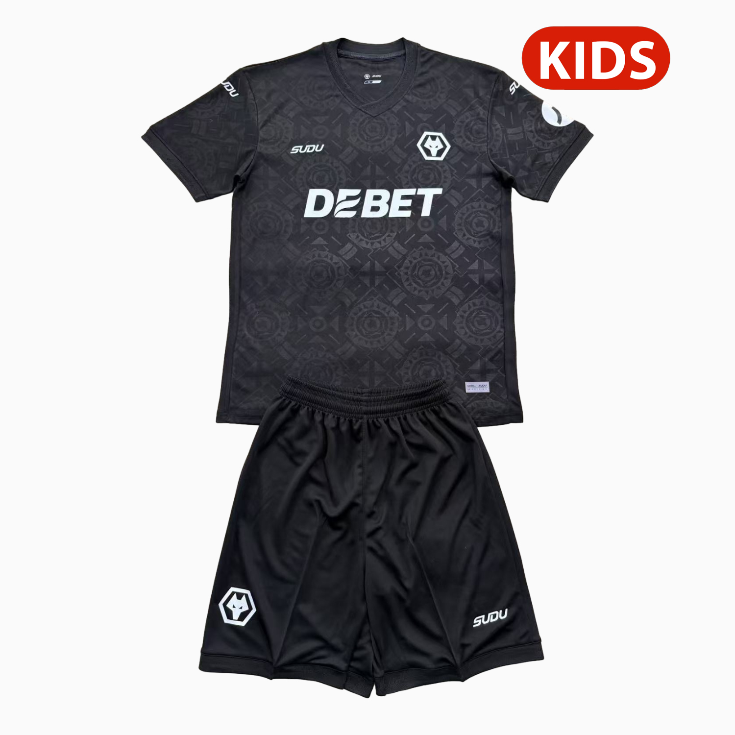 AlphaJersey-Wolverhampton Wanderers Wolves 25-26 Black Goalkeeper Kids Kit