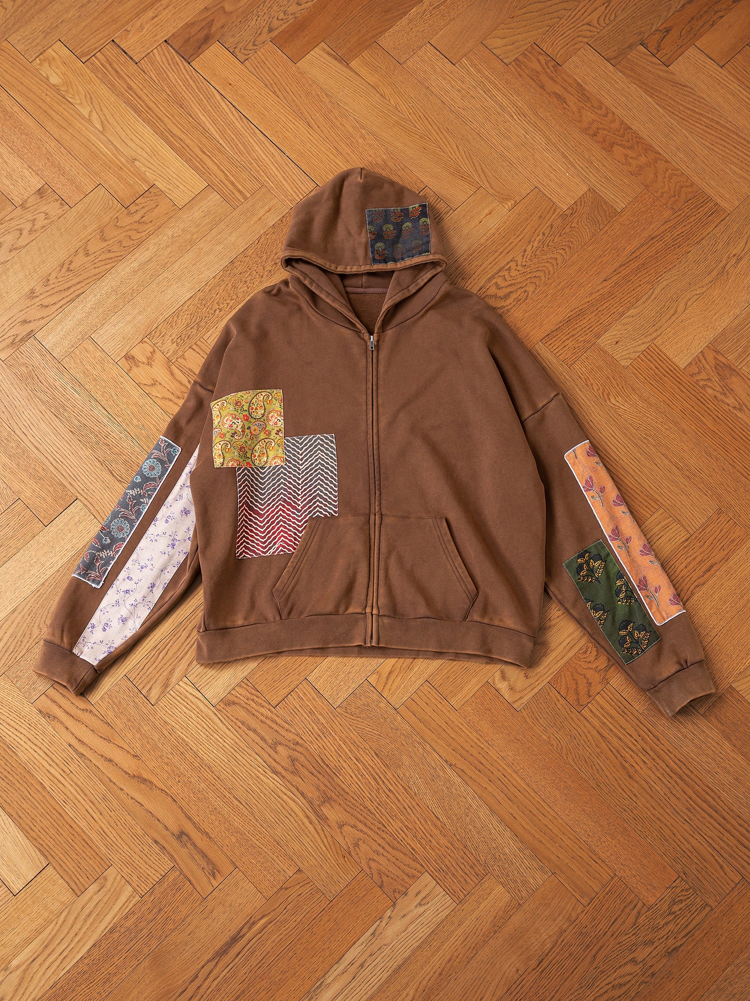 Tapestry Patchwork Zip Up Hoodie | Modern Menswear by yycbvcnbmmnbm