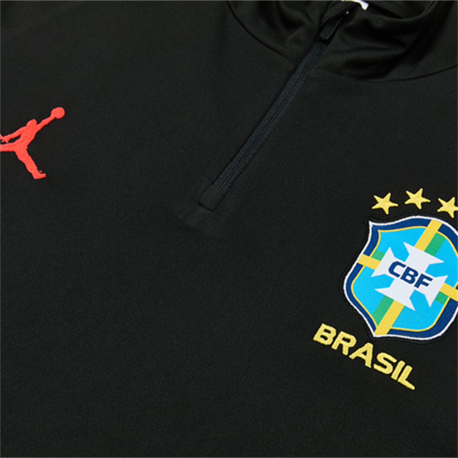 AlphaJersey-Brazil X JD 2026 Long Sleeves Training Set - Black Top And Black Orange Pants
