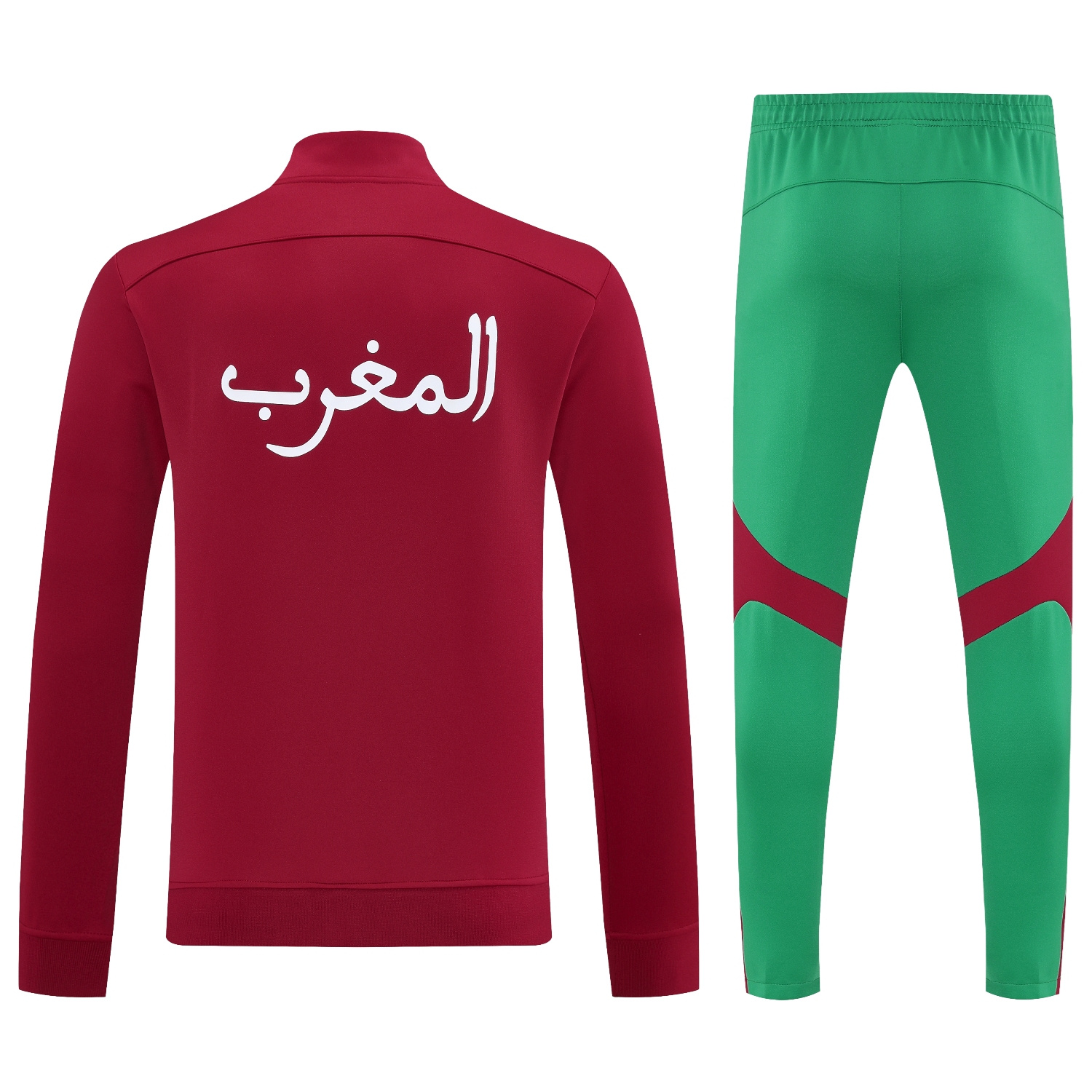 AlphaJersey-Morocco 25-26 Jacket Training Tracksuit - Red Jackets & Green Pants