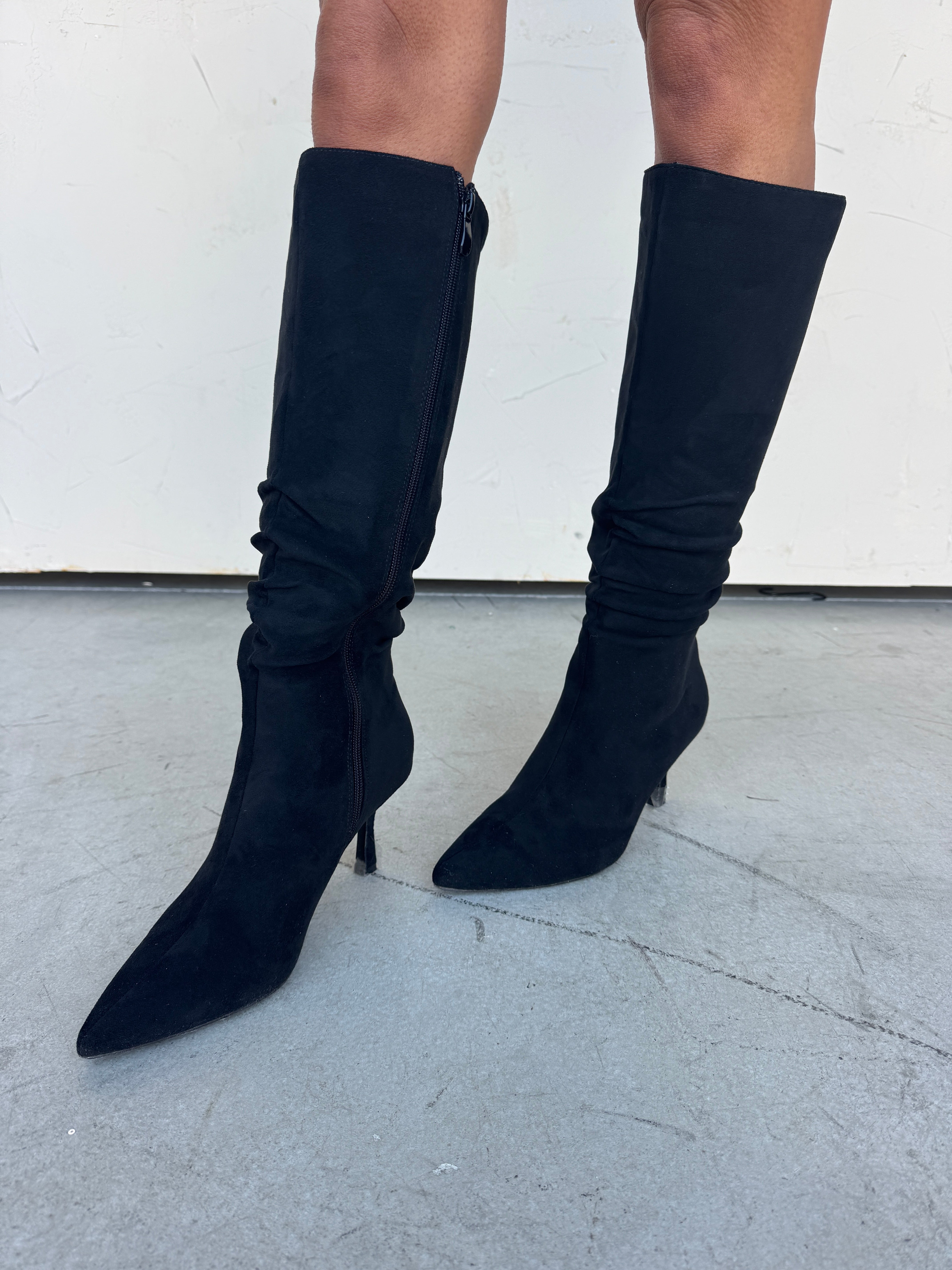 Black Pointed Toe Suede Boot | Elegant Women's Fashion by coolavocek
