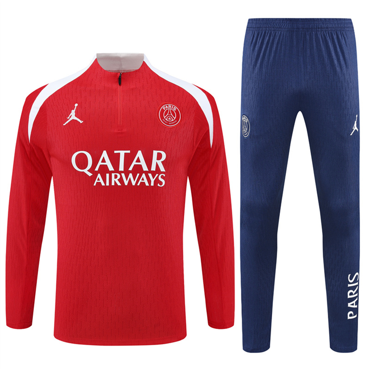 AlphaJersey-Paris Saint-Germain PSG 25-26 Long Sleeves Training Set - Red Top & Royal Blue Pants