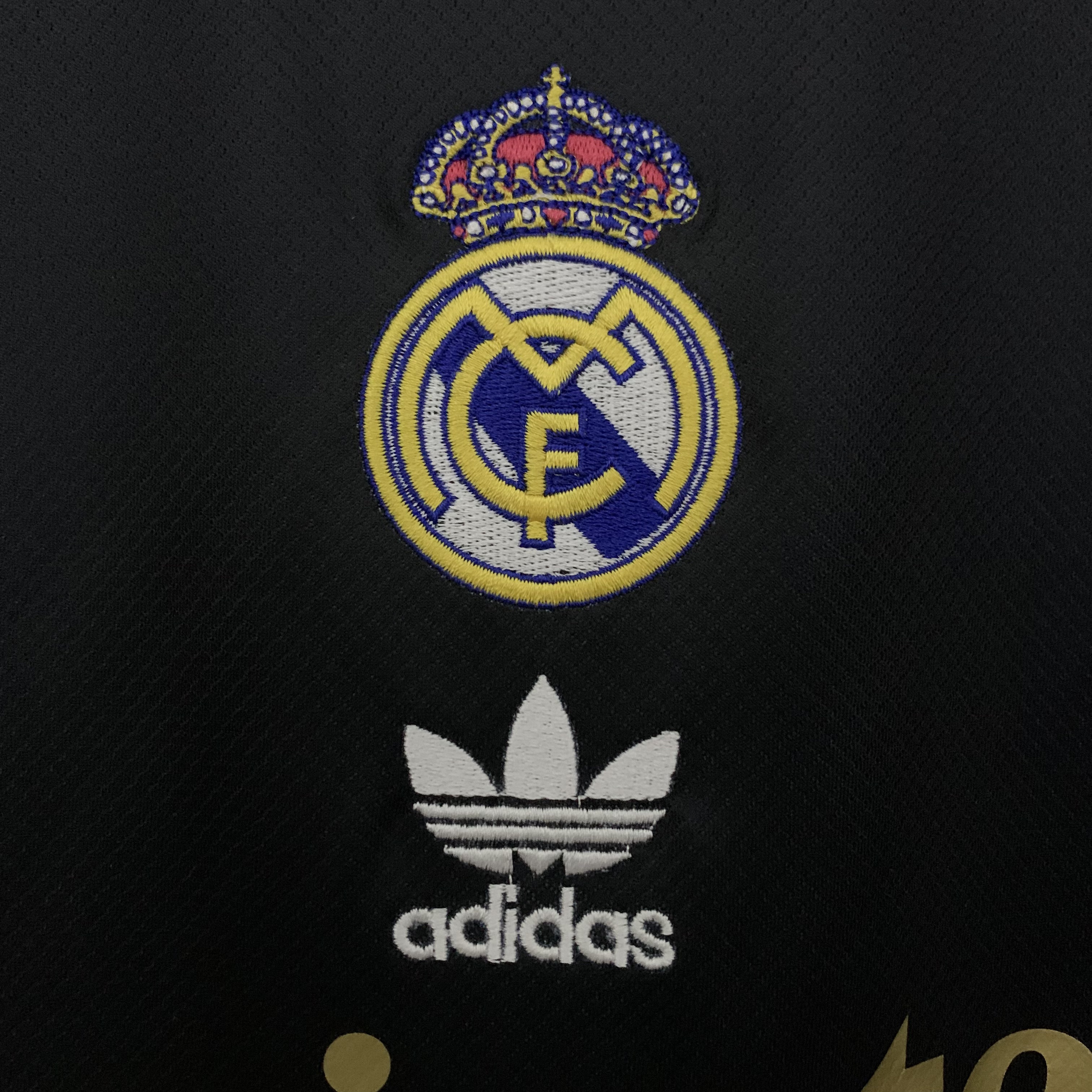 AlphaJersey-Real Madrid 25-26 Black Gold White Three Bars Jersey - Fans Version