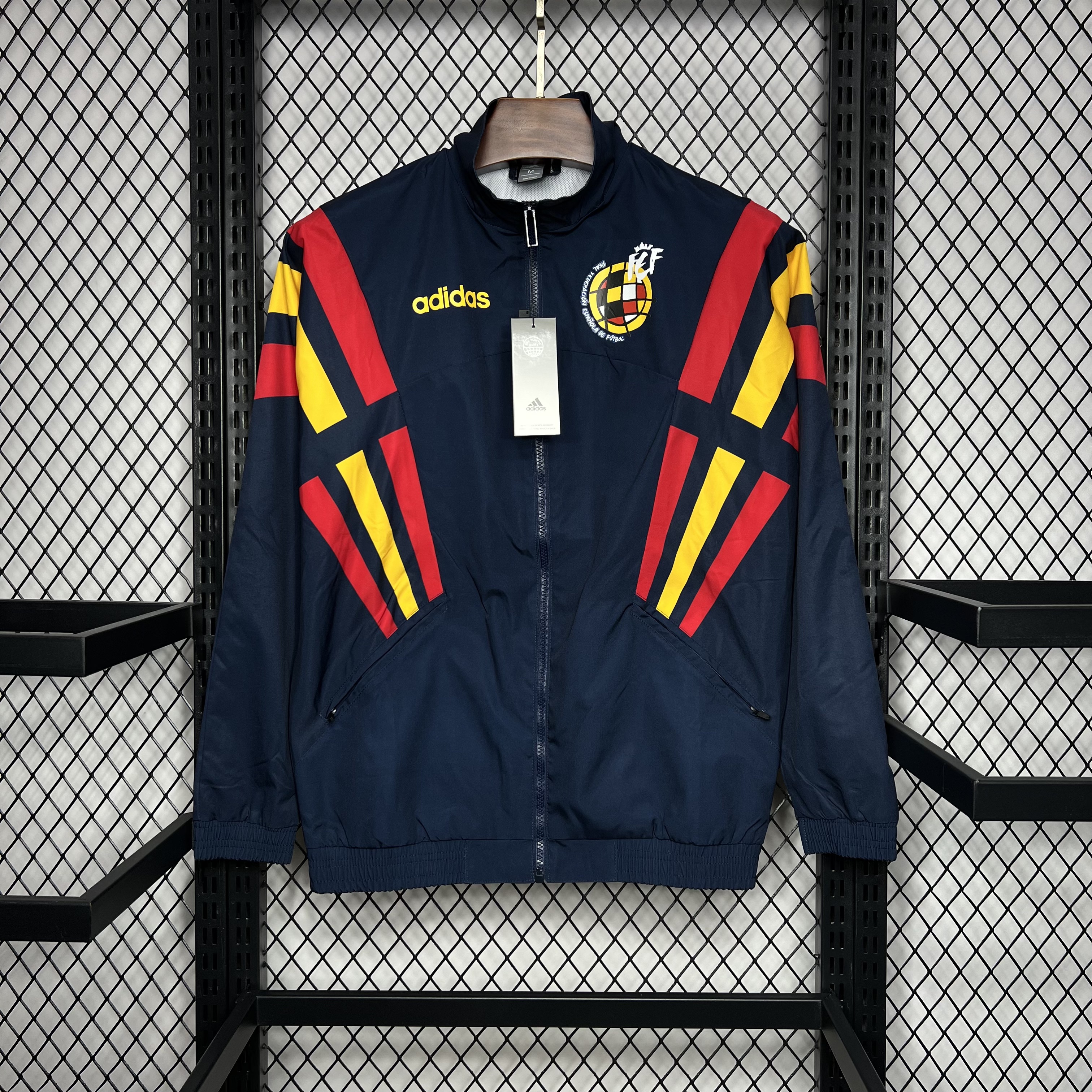 AlphaJersey-Spain 2024 Retro Style Player Windbreaker Jacket - Deep Blue