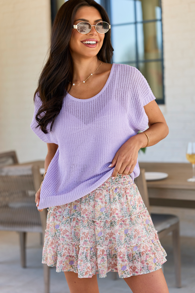 Amber Lilac Short Sleeve Sweater DOORBUSTER | Elegant Women's Fashion by coolavocek