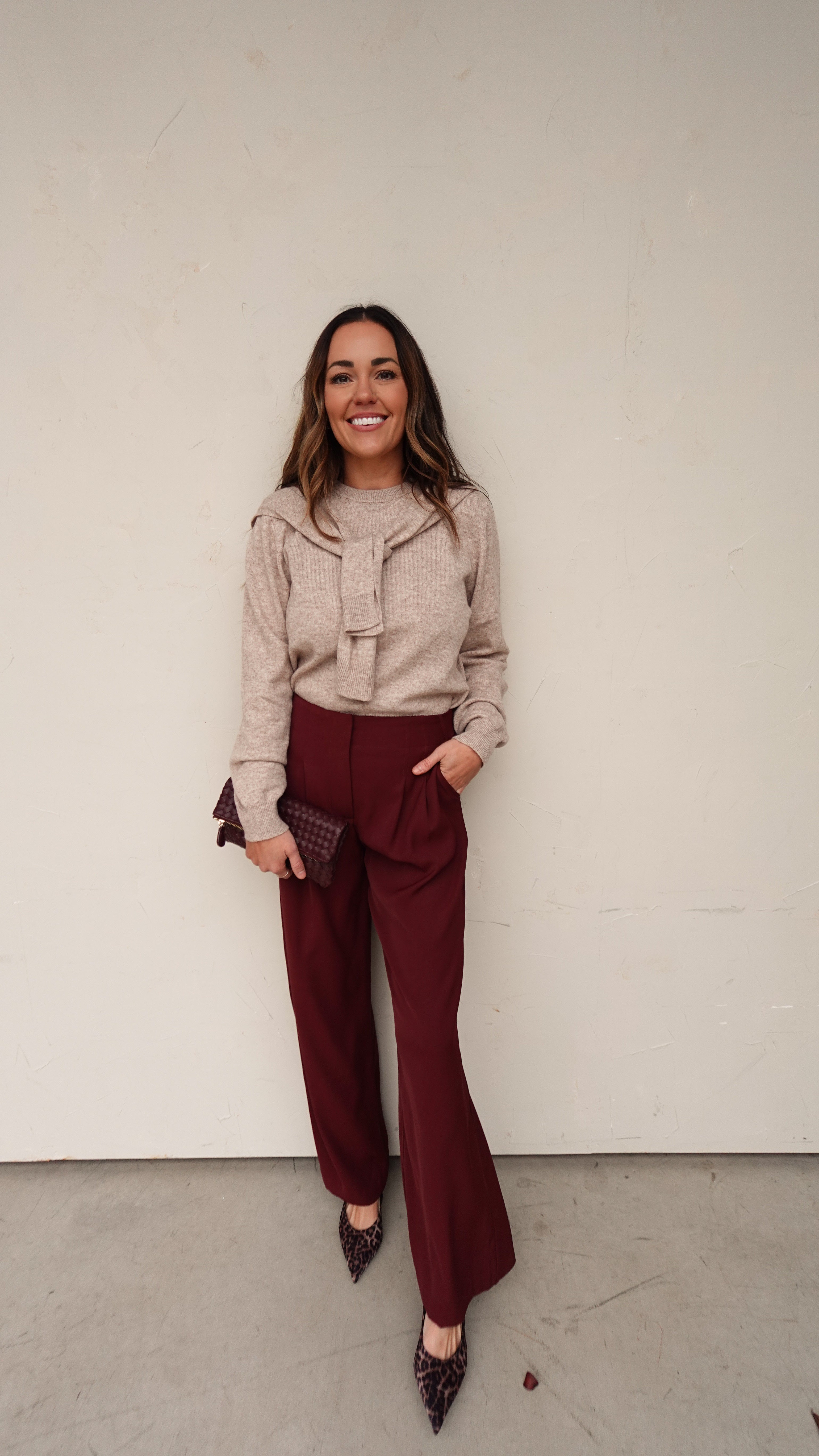 Wide Leg Trouser - Burgundy | Elegant Women's Fashion by coolavocek