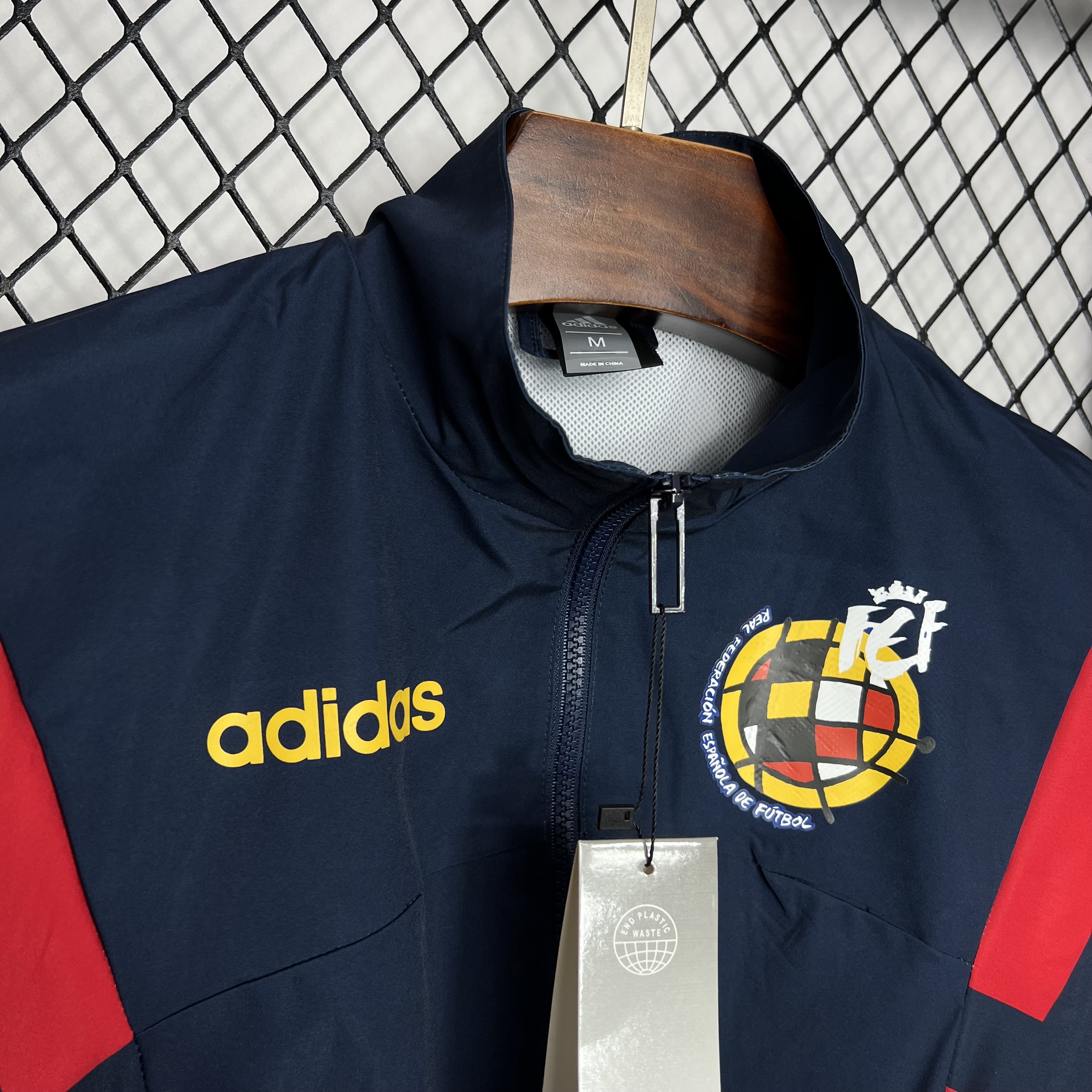 AlphaJersey-Spain 2024 Retro Style Player Windbreaker Jacket - Deep Blue
