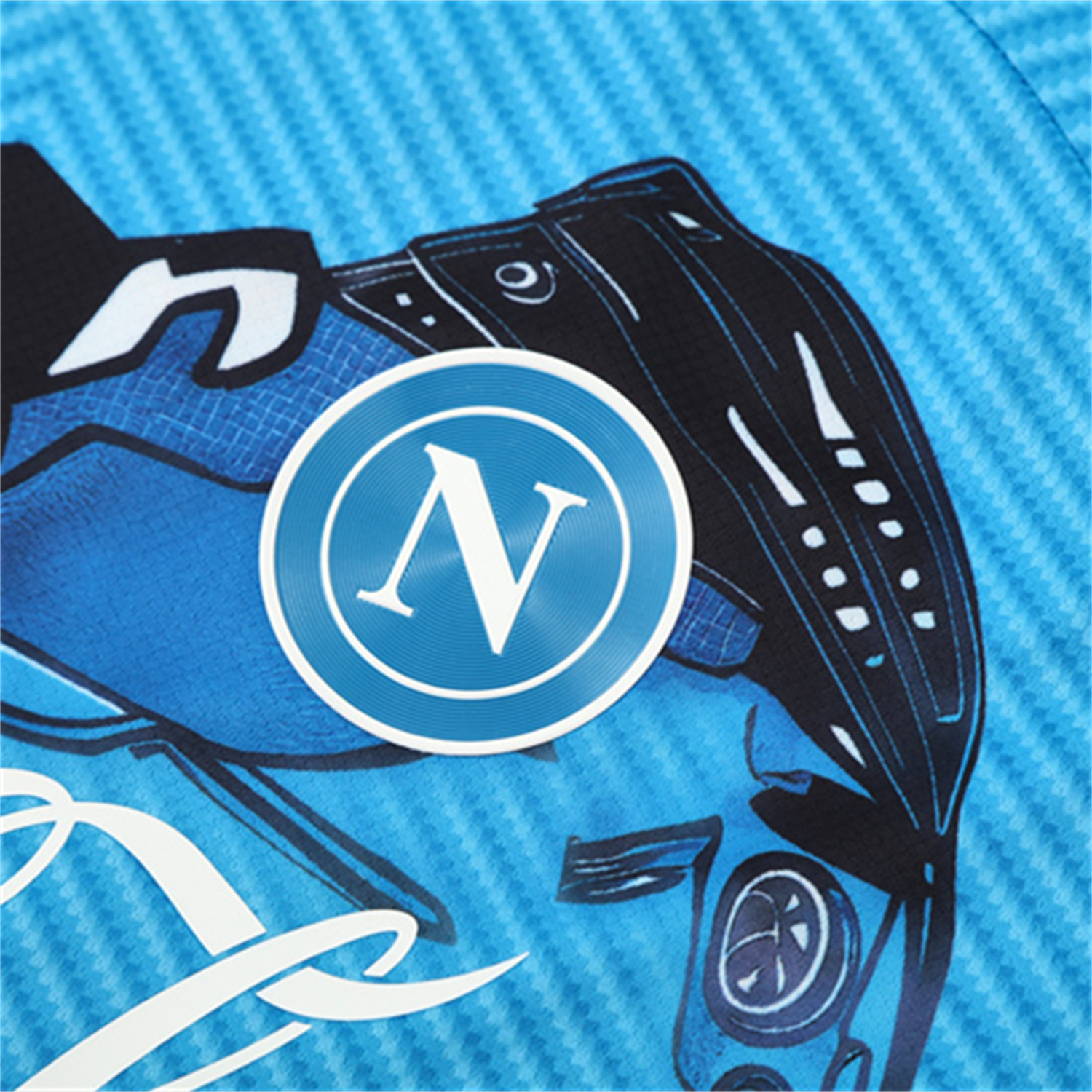 AlphaJersey-Napoli 25-26 Kids Short-Sleeve Training Set - Blue Mecha Top & Black Shorts