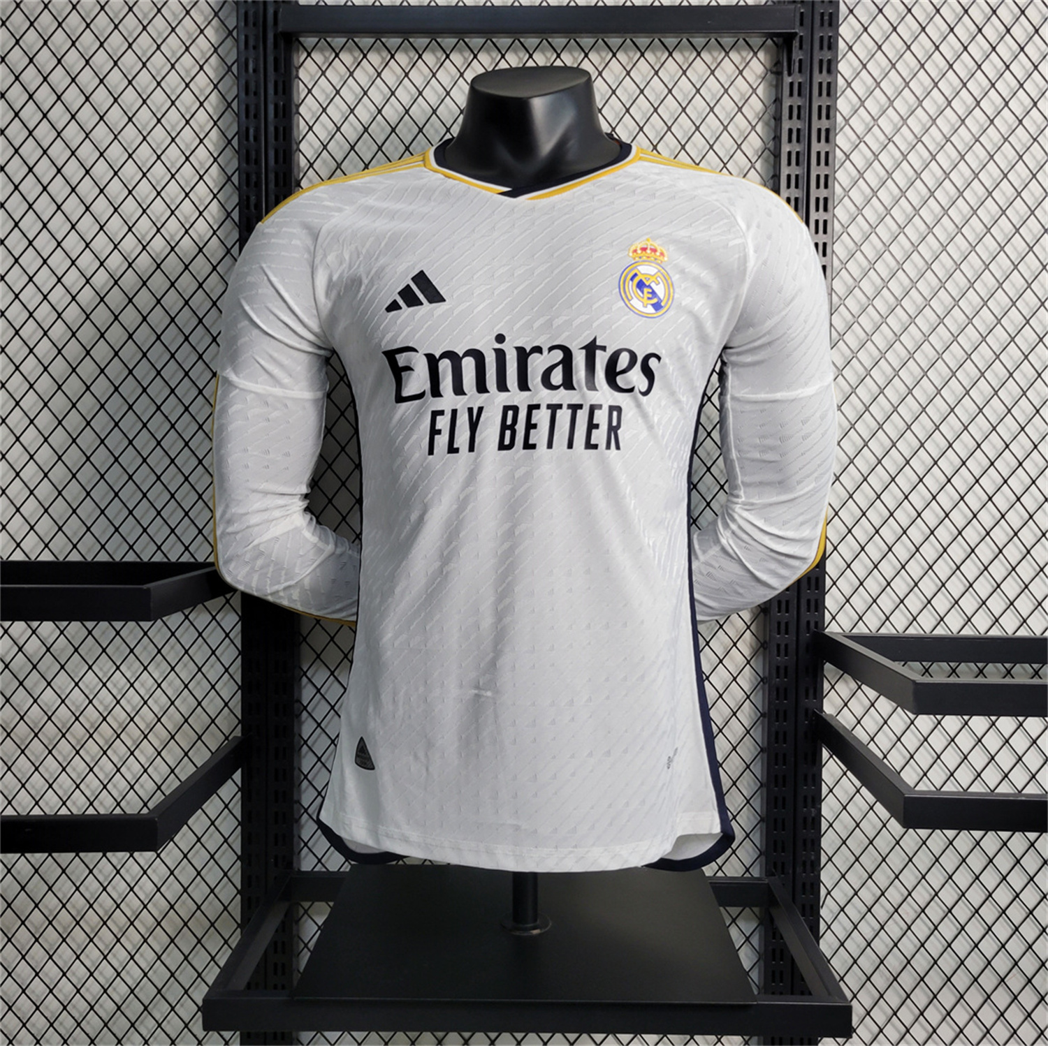 AlphaJersey-Retro Real Madrid 2023-24 Home Long Sleeves Jersey - Player Version