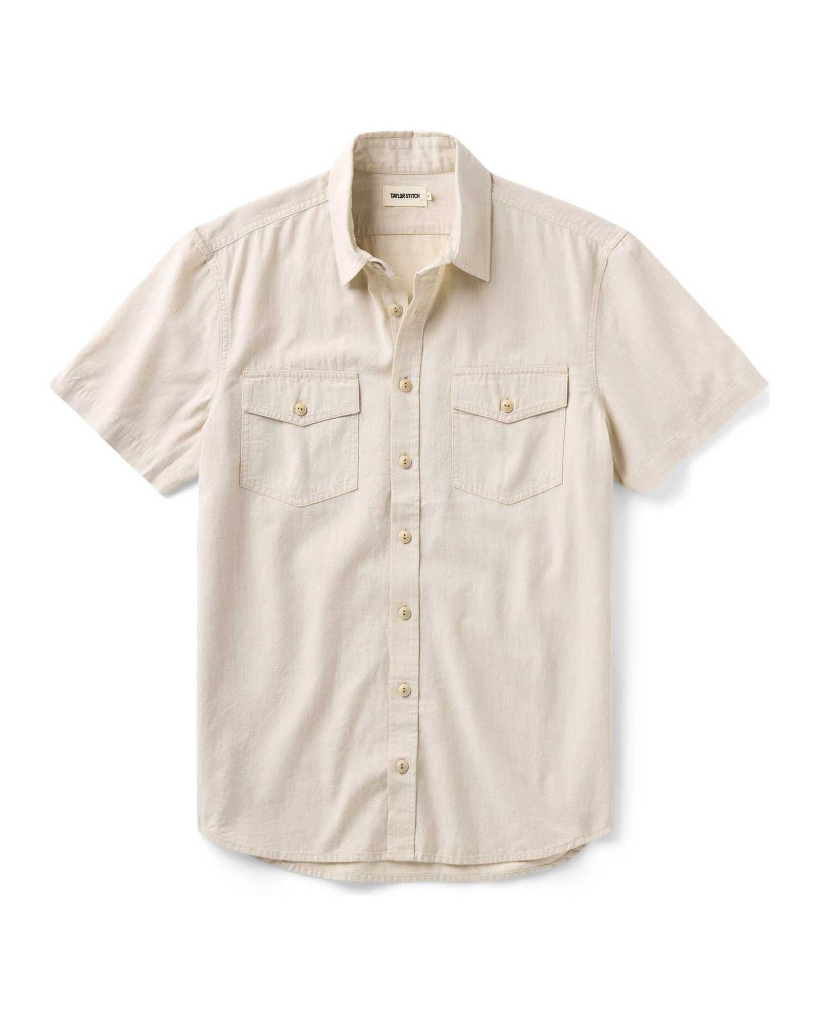The Short Sleeve Crew Shirt in Natural Chambray | Modern Menswear by yycbvcnbmmnbm