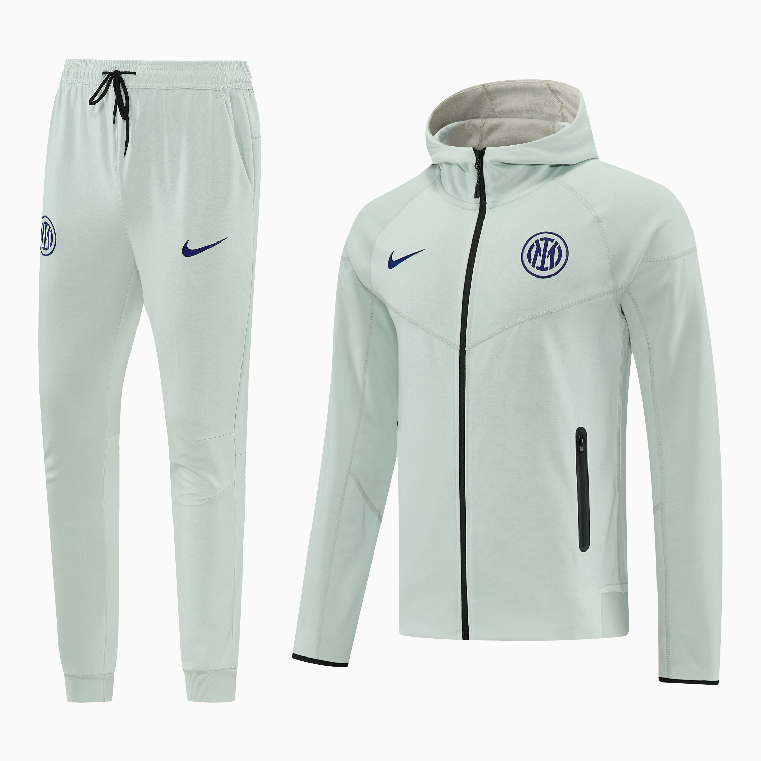 AlphaJersey-Inter Milan 25-26 Hooded Windbreaker Training Set - Grey Green Top & Pants