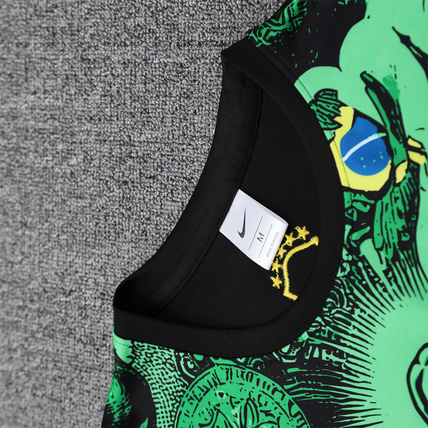 AlphaJersey-Brazil 25-26 Green Jesus Statue Vest Training Set - Green Vest & Black Shorts