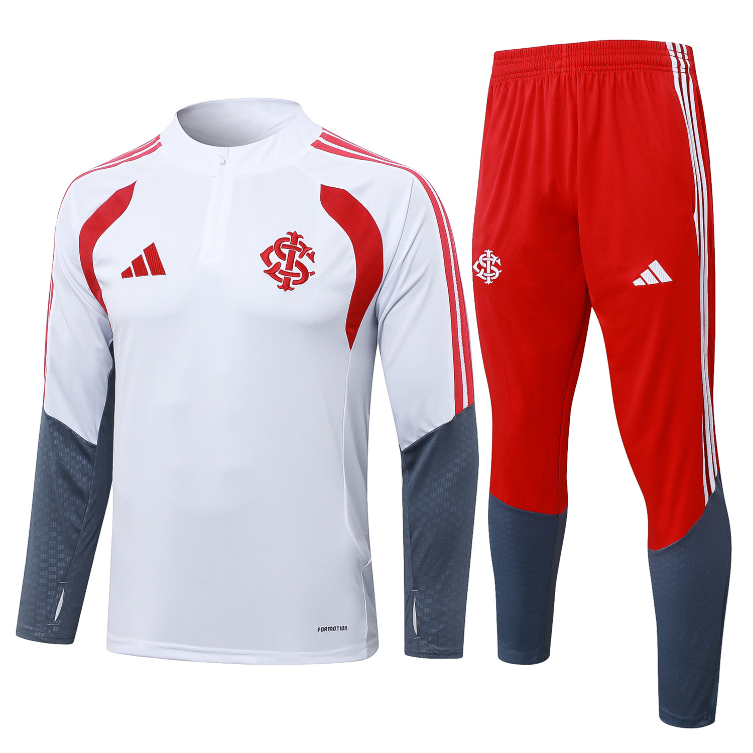 AlphaJersey-SC Internacional 2026 Long Sleeve Training Set - White Top & Red Pants