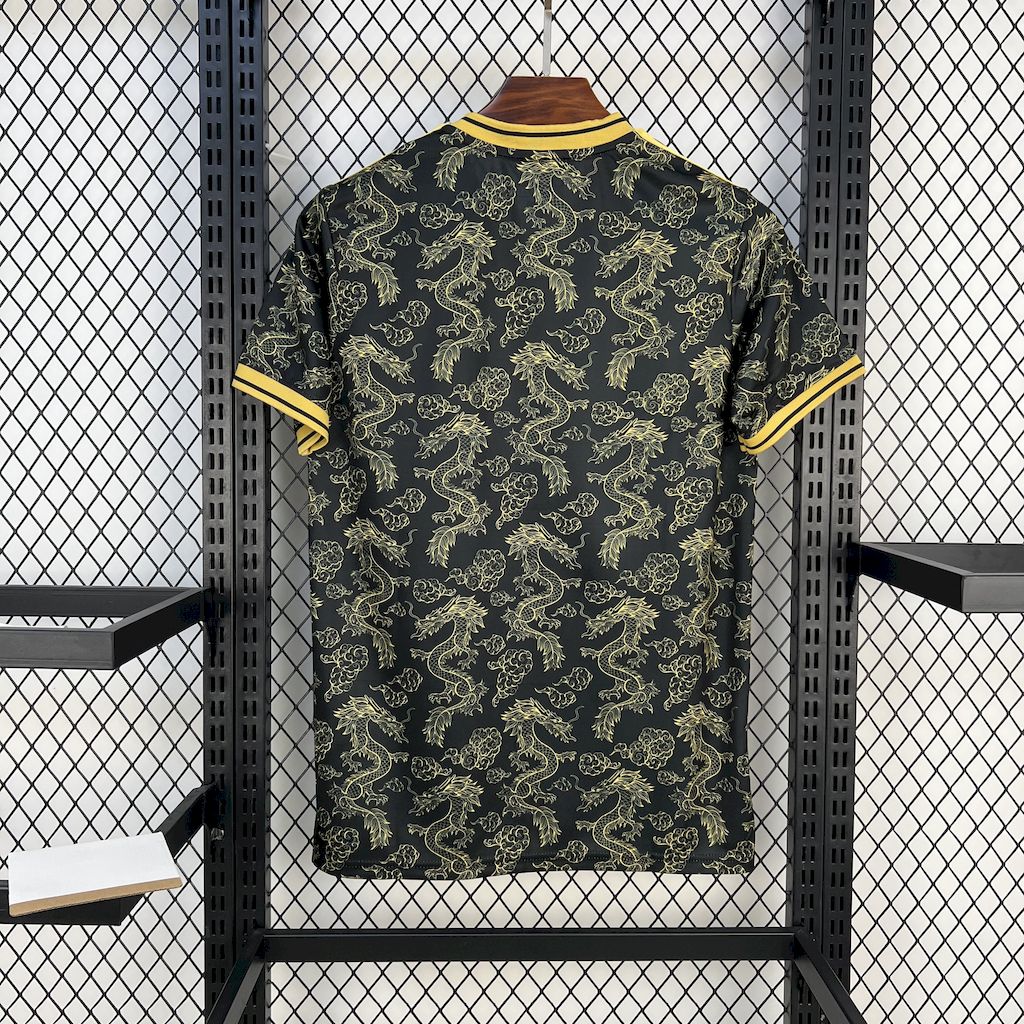 AlphaJersey-Real Madrid 25-26 Golden Chinese Dragon Pattern Black Jersey - Fans Version