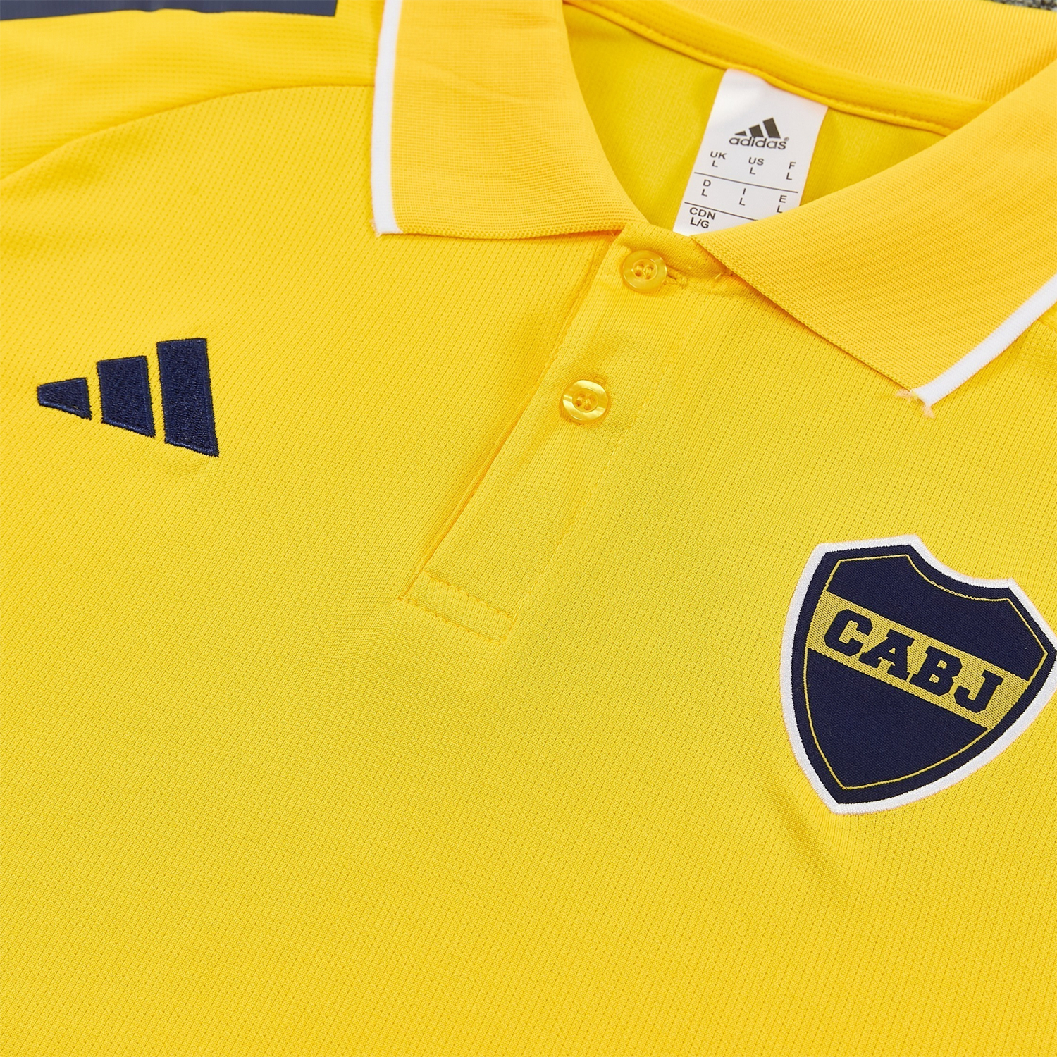 AlphaJersey-Boca Juniors 25-26 POLO Short-Sleeve Training Set - Yellow Top and Dark Blue Pants