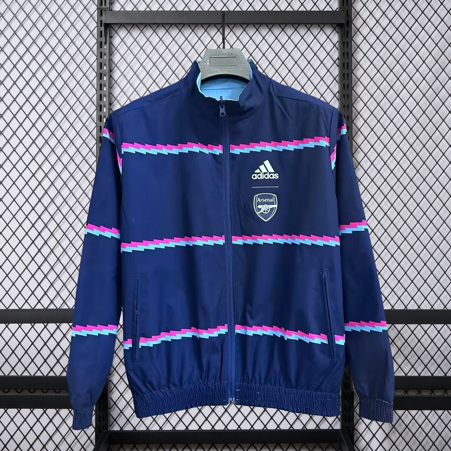 AlphaJersey-Arsenal 25-26 Double Sided Reversible Windbreaker - Deep Blue & Light Blue