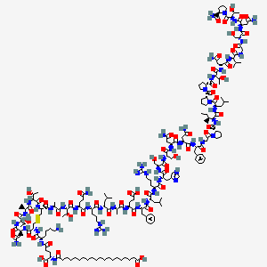 Molecular structure of GLP-1 peptide analog, showcasing its complex arrangement of atoms and bonds, relevant for metabolic research applications.