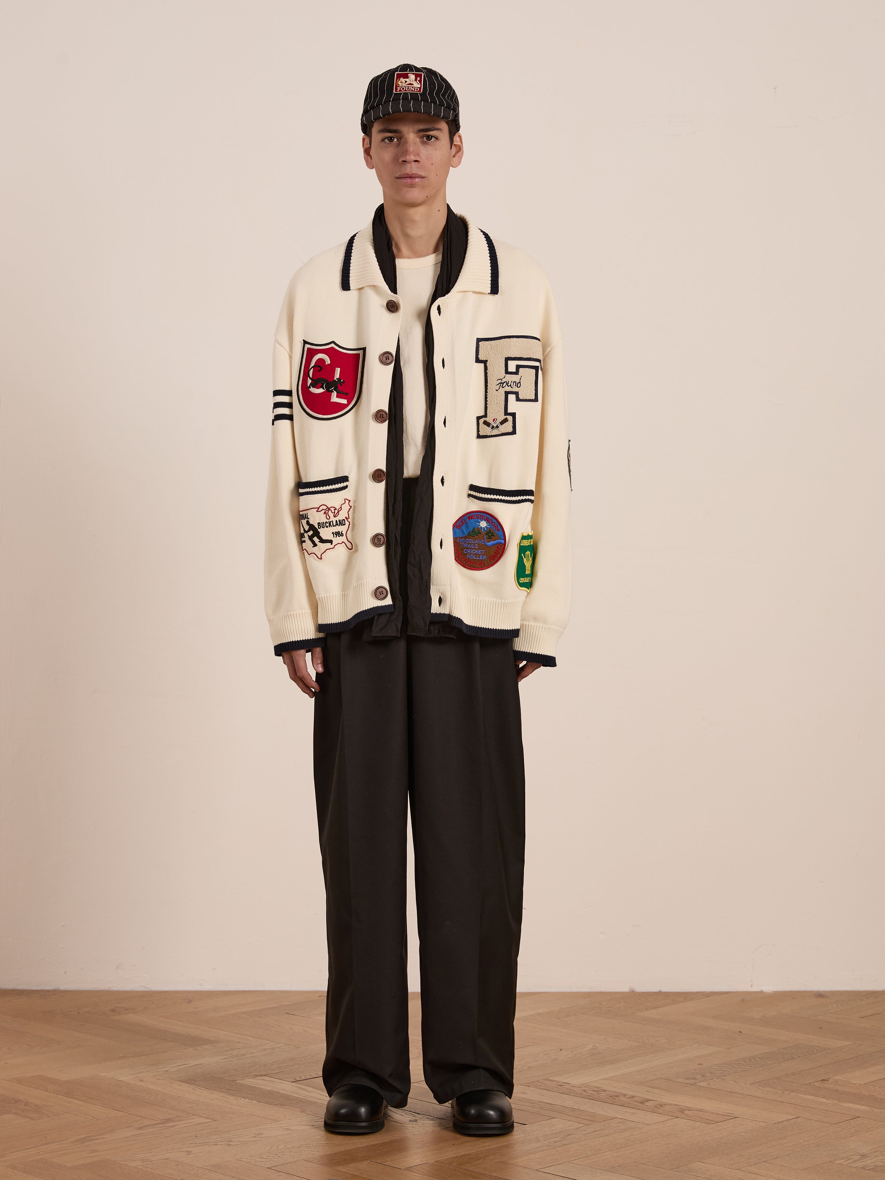York Varsity Patch Collared Cardigan | Modern Menswear by yycbvcnbmmnbm