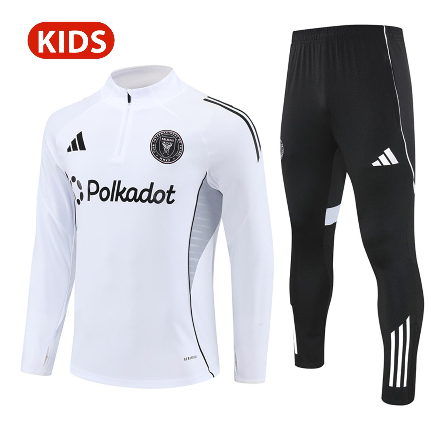AlphaJersey-INT M.A.M 25-26 Kid Long Sleeves Training Set - White Top & Black Pants