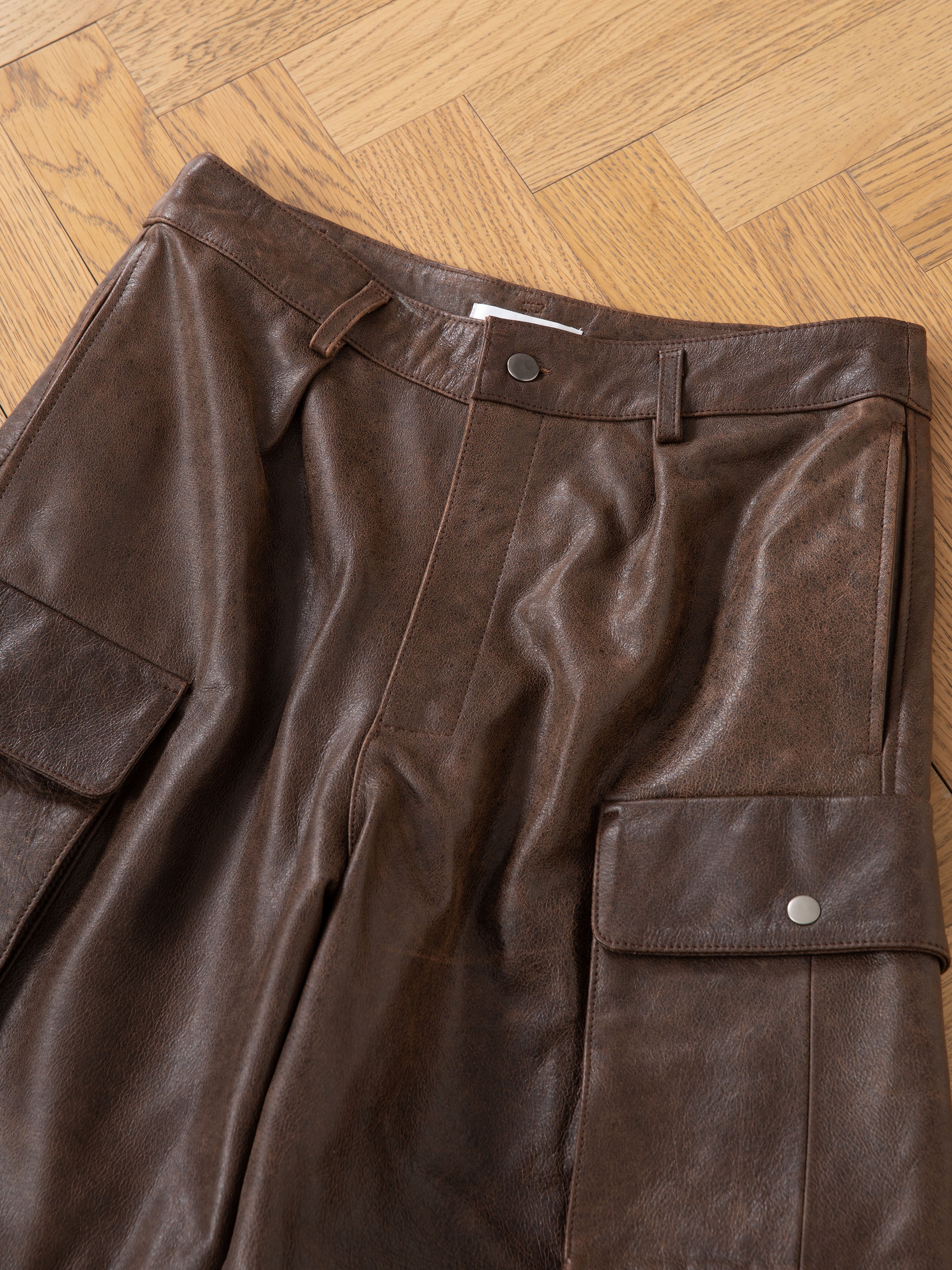 Dusk Distressed Genuine Leather Cargo Shorts | Modern Menswear by yycbvcnbmmnbm