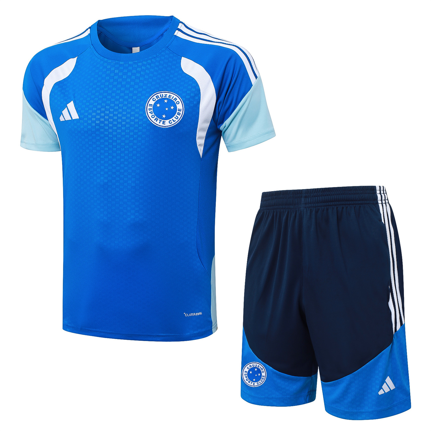 AlphaJersey-Cruzeiro 25-26 Short-Sleeve Training Set - Blue Vest & Blue Shorts
