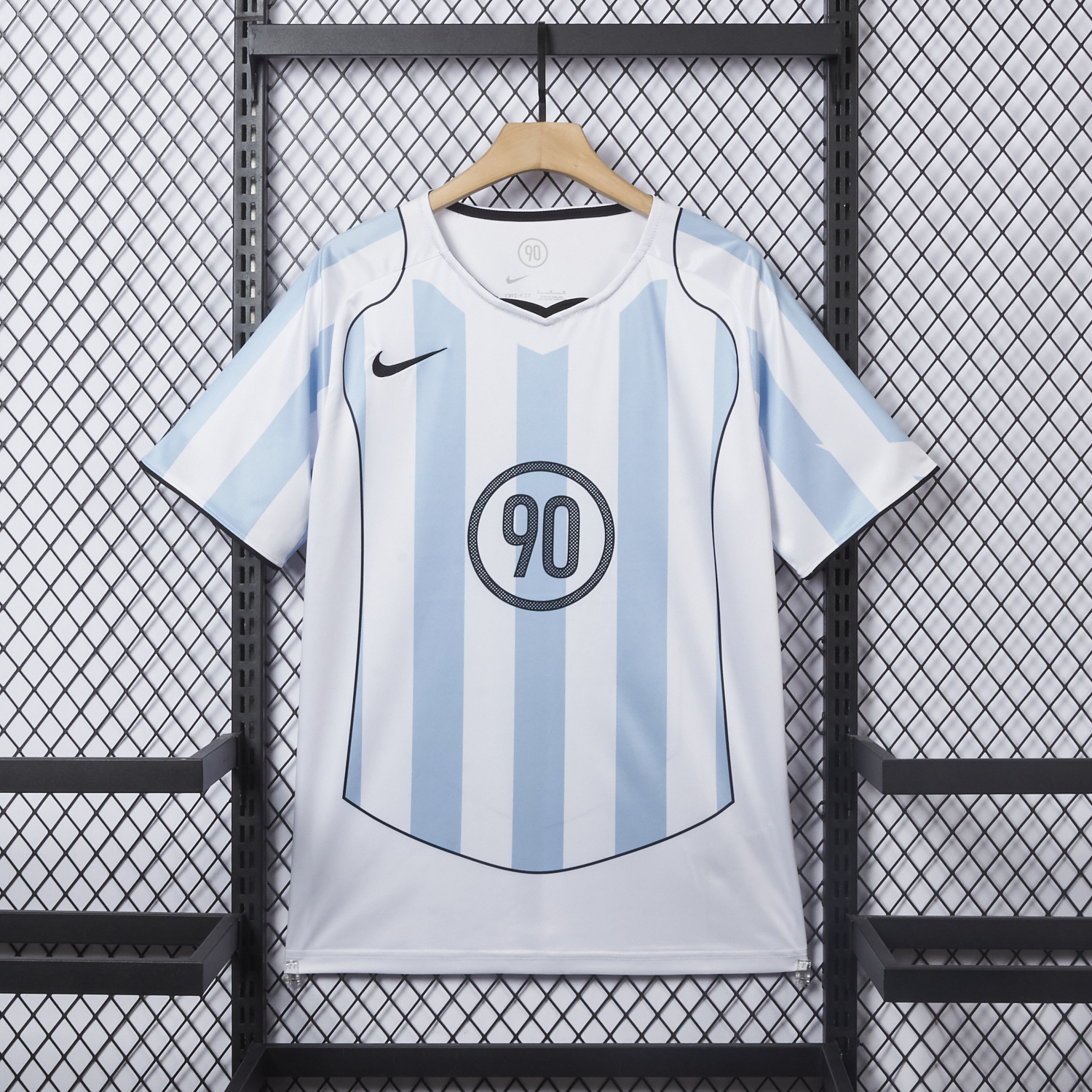 AlphaJersey-Argentina 25-26 Retro Style Total 90 Blue White Jersey - Fans Version