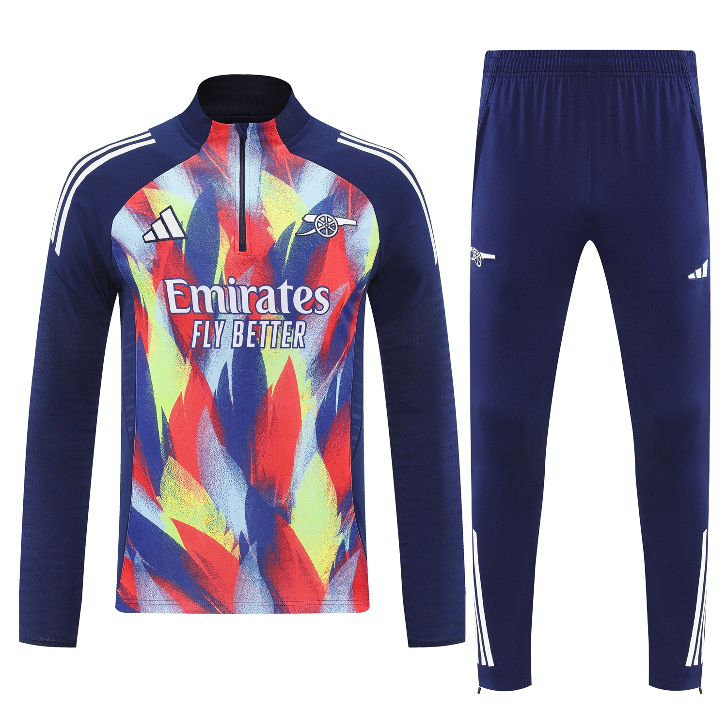 AlphaJersey-Arsenal 25-26 Long Sleeves Training Set - Colorful Camouflage With Blue Top & Royal Blue Pants