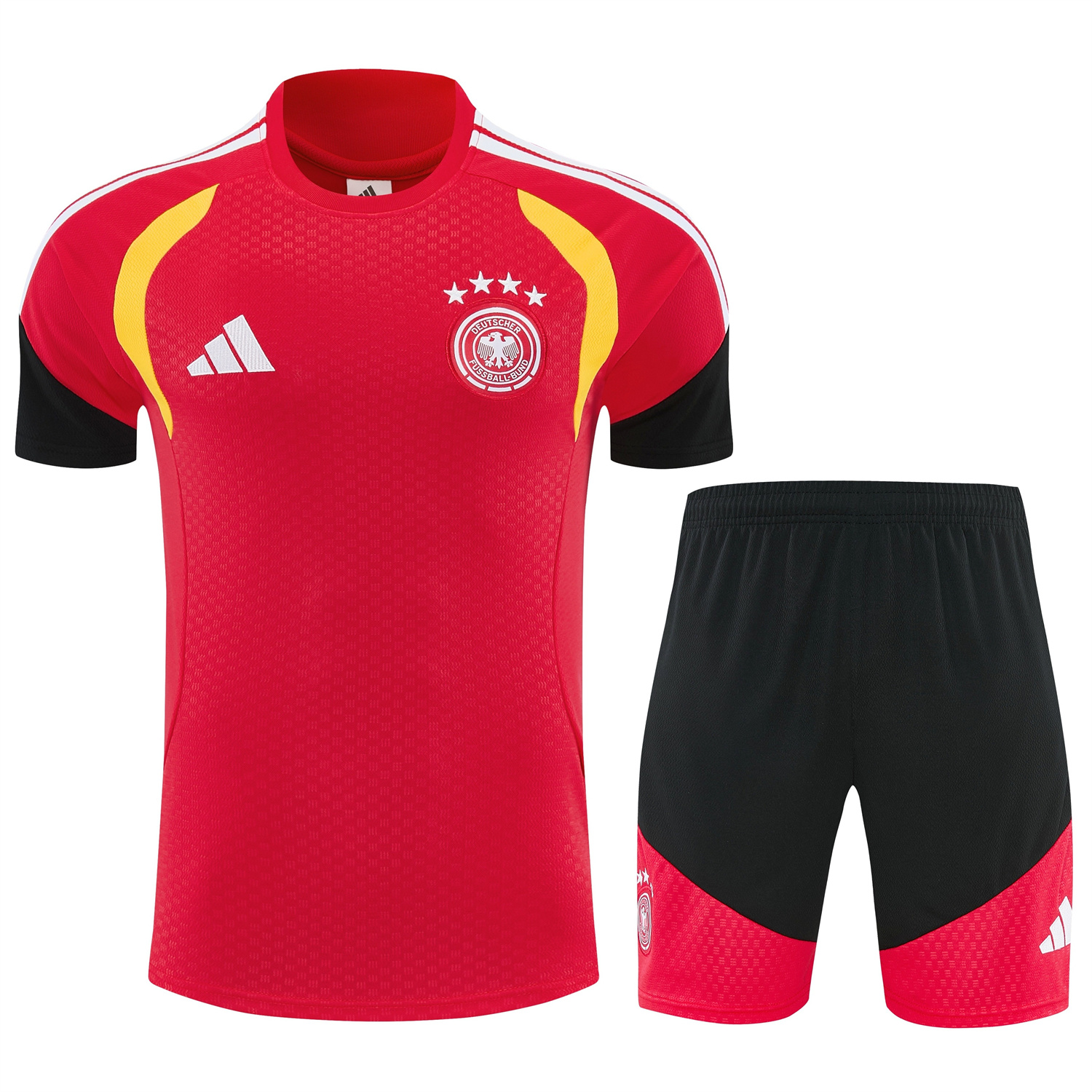 AlphaJersey-Germany 2026 Short-Sleeve Training Set - Red Top and Black Shorts