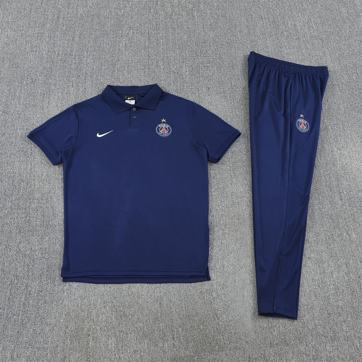 AlphaJersey-Paris Saint-Germain PSG 25-26 POLO Short-Sleeve Training Set - Dark Blue Top and Pants