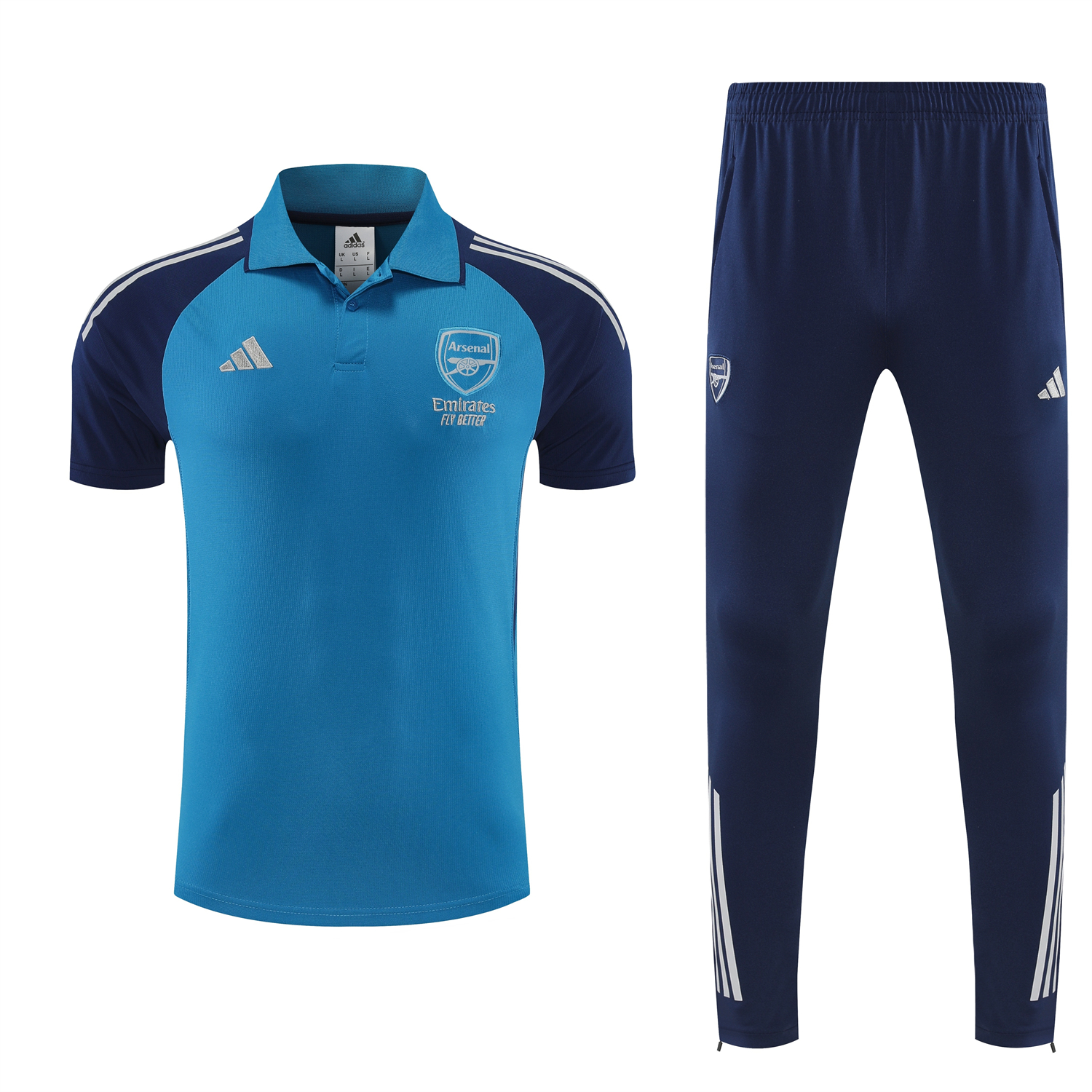 AlphaJersey-Arsenal 25-26 POLO Short-Sleeve Training Set - Royal Blue Top and Deep Blue Pants