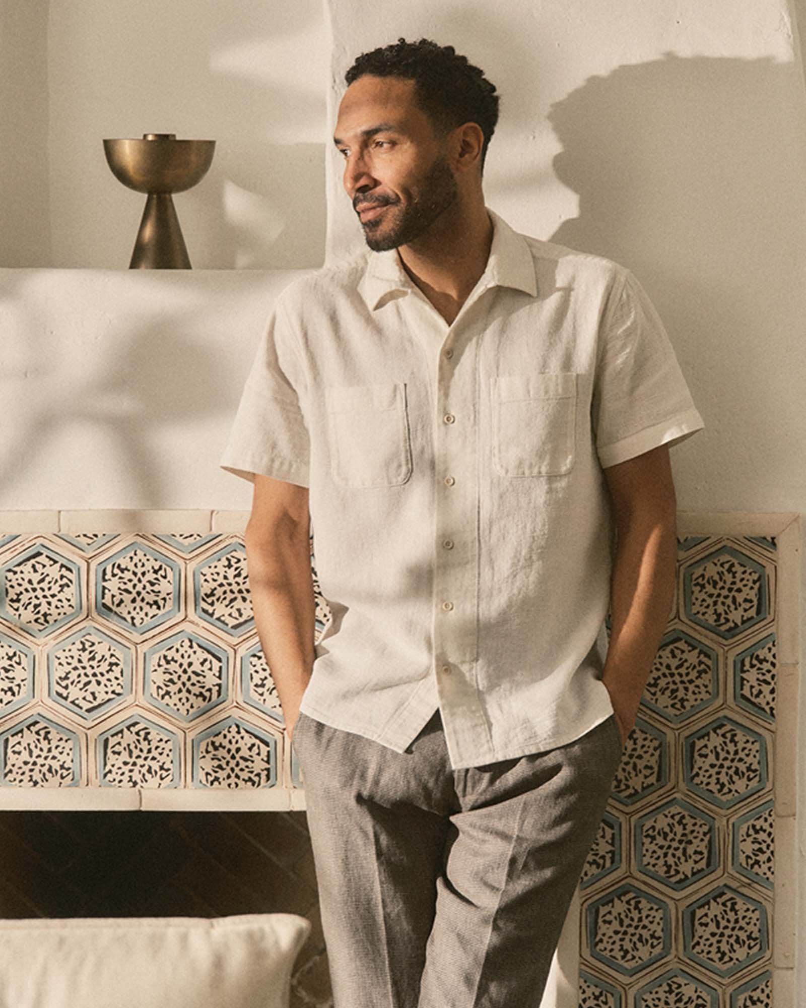 The Conrad Shirt in Vintage White Linen | Modern Menswear by yycbvcnbmmnbm