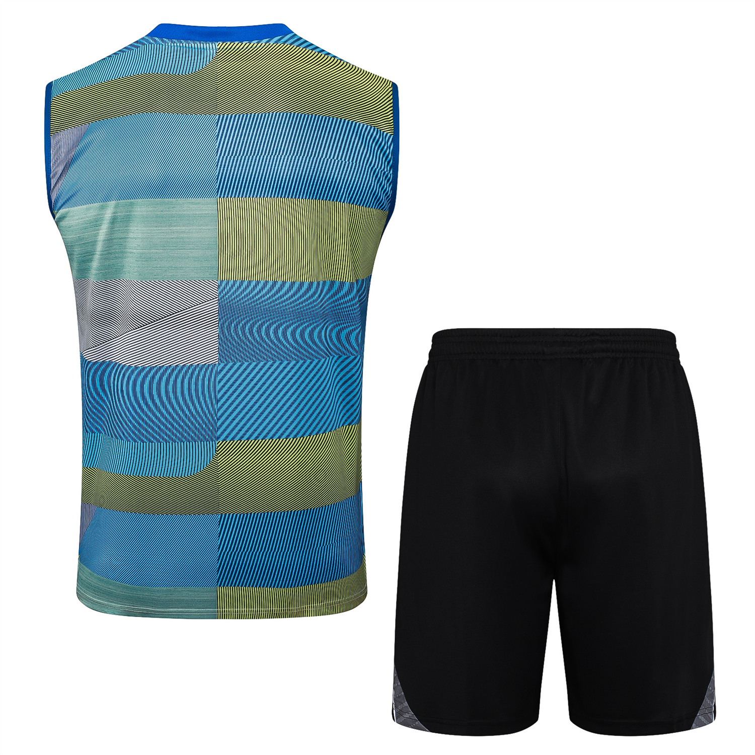 AlphaJersey-Real Madrid 25-26 Vest Training Set - Blue-Gray Camouflage Vest and Black Shorts