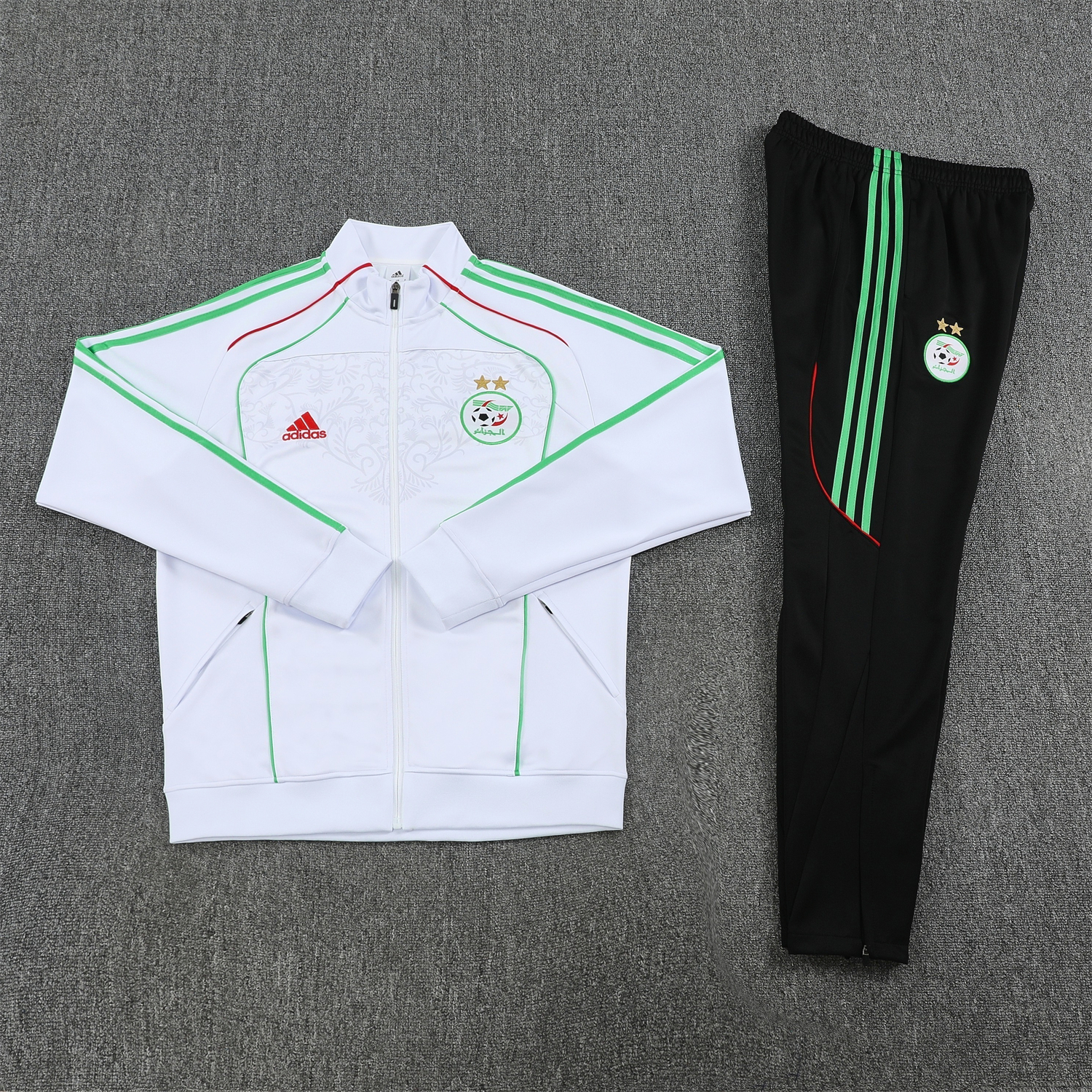 AlphaJersey-Algeria 2026 Long Sleeve Training Set - White Top and Black Pants