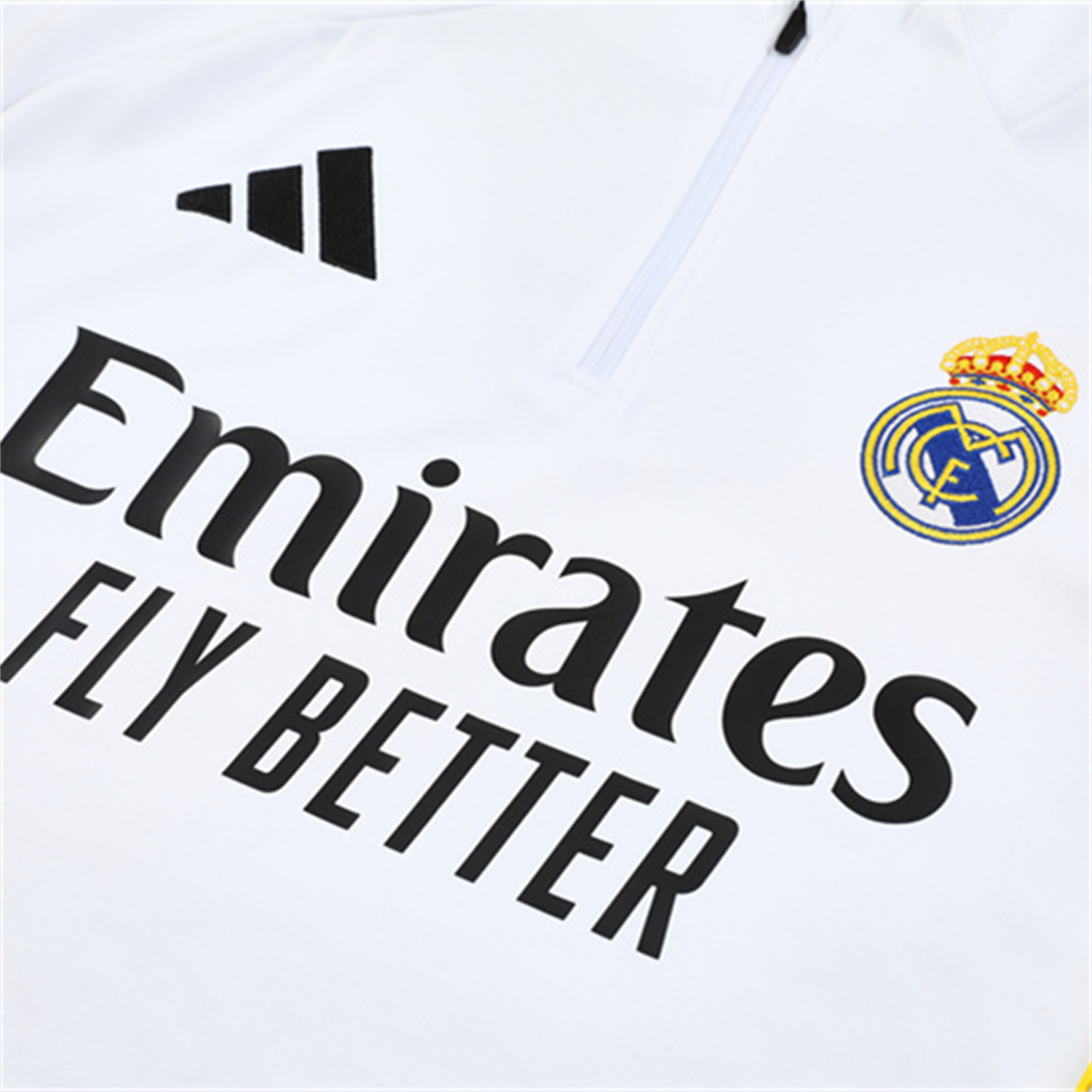 AlphaJersey-Real Madrid 25-26 Kids Long Sleeve Training Set - Yellow Line White Top and Black Shorts