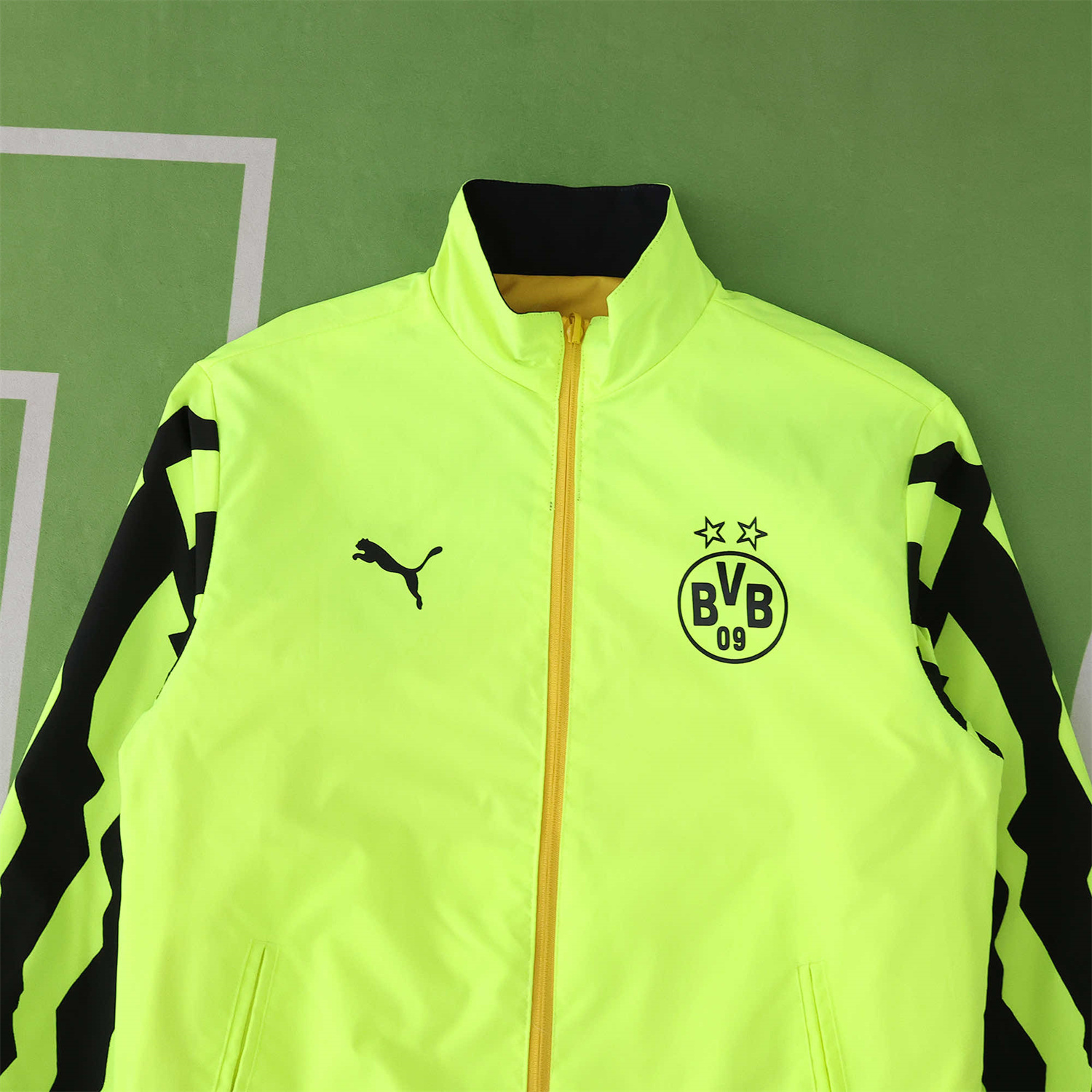 AlphaJersey-Dortmund 25-26 Double Sided Reversible Windbreaker - Green & Yellow
