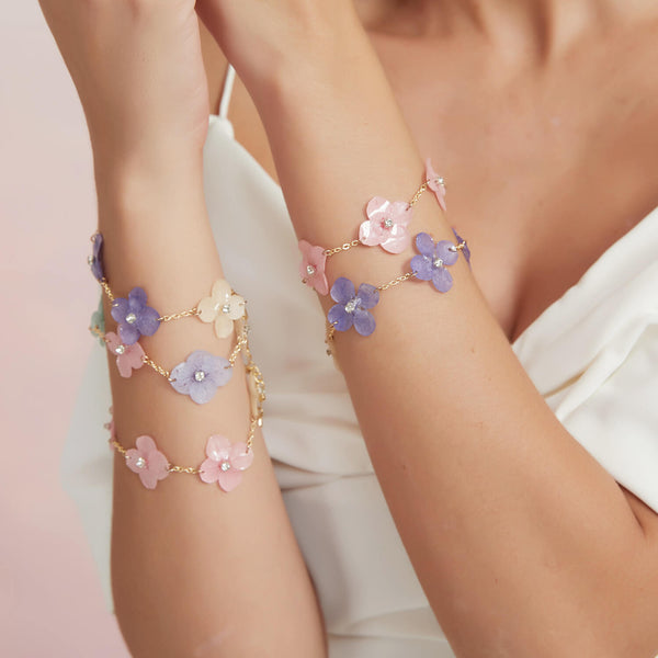 Purple Hydrangea Flower Charm Bracelet