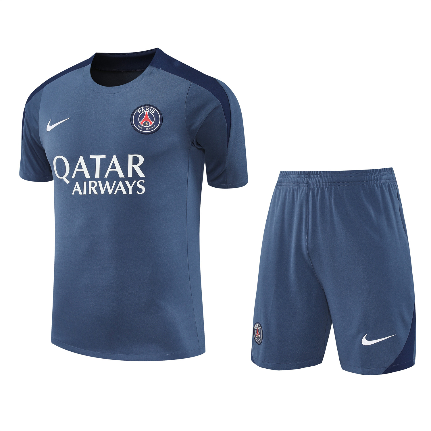 AlphaJersey-Paris Saint-Germain PSG 25-26 Short-Sleeve Training Set - Deep Blue Top & Deep Blue Shorts