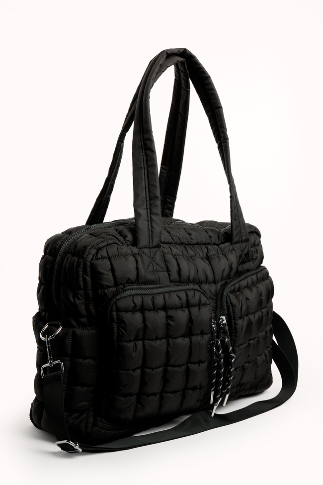 Haylie Black Quilted Weekender Bag | Elegant Women's Fashion by coolavocek